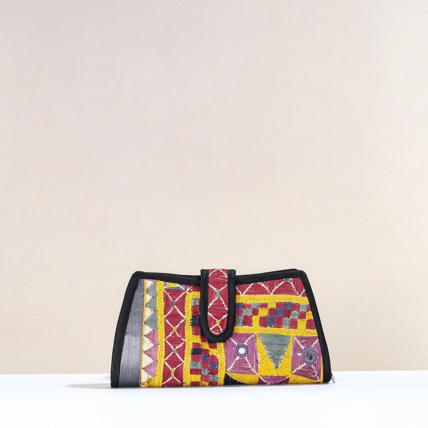 Multicolor Handcrafted Kutch Embroidery Cotton Clutch / Wallet