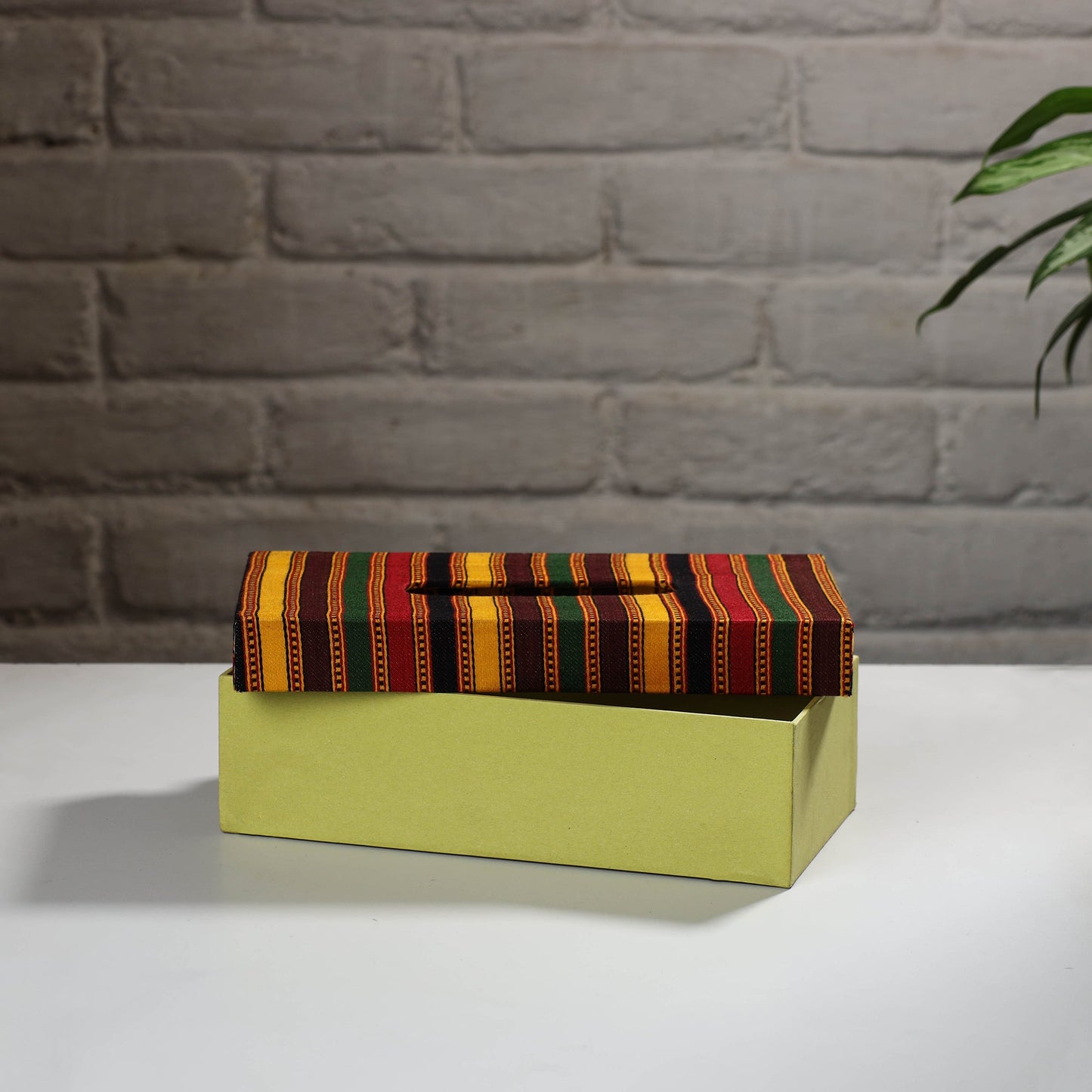 Multicolor Handcrafted Mashru Silk Fabric Tissue Box