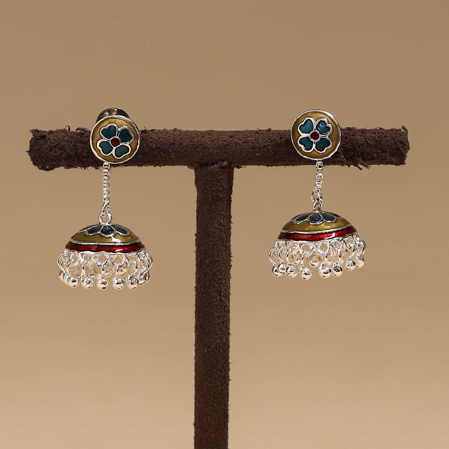 Handcrafted paka meenakari jhumki earrings 37