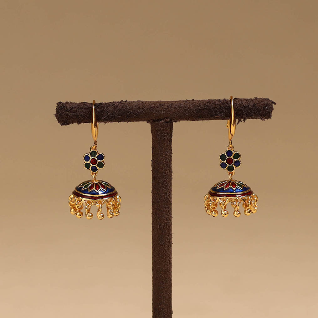 Handcrafted paka meenakari jhumki earrings 59
