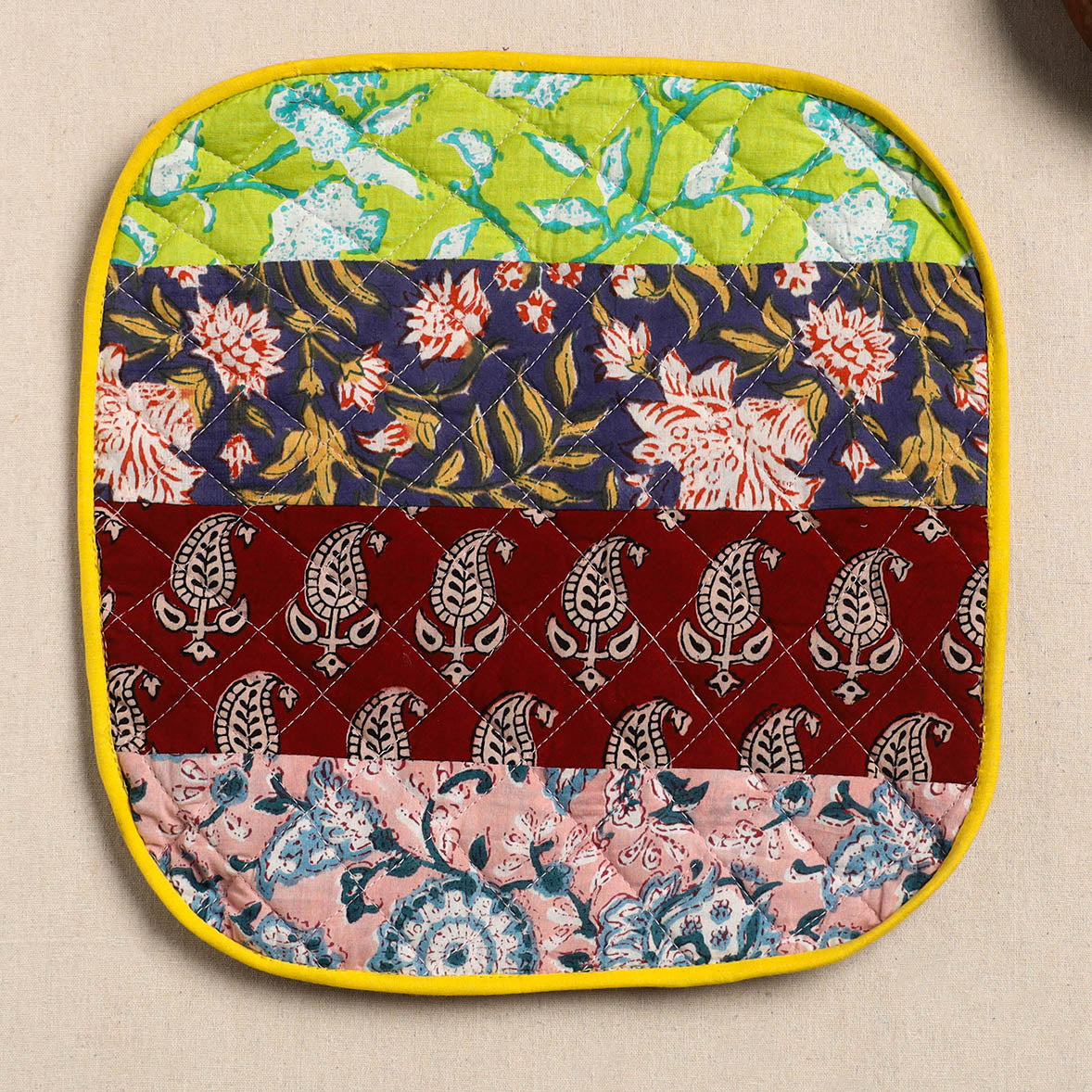 Multicolor Handcrafted Patchwork Cotton Pot Holder