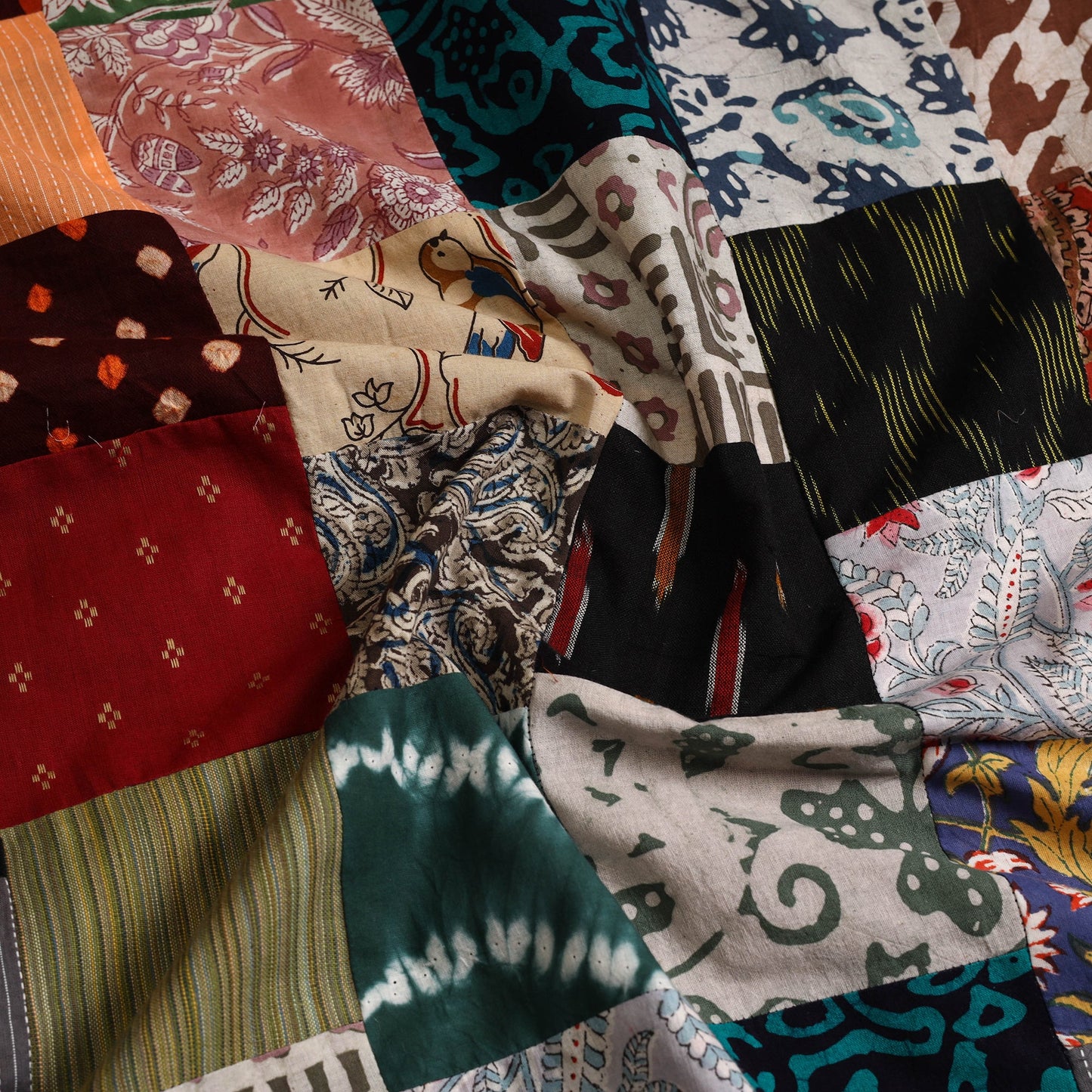 Multicolor Handcrafted Patchwork Cotton Kurta Material