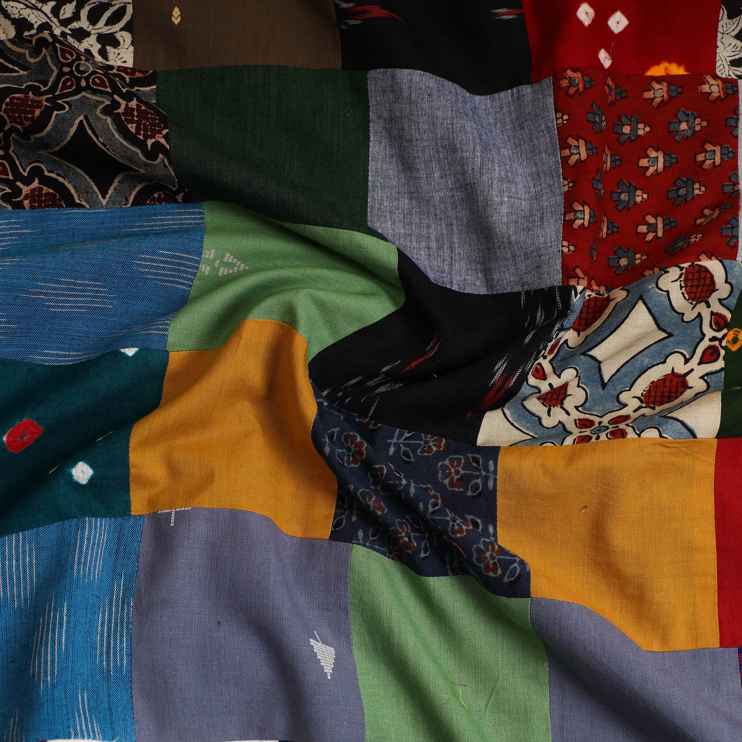 Multicolor Handcrafted Patchwork Cotton Kurta Material