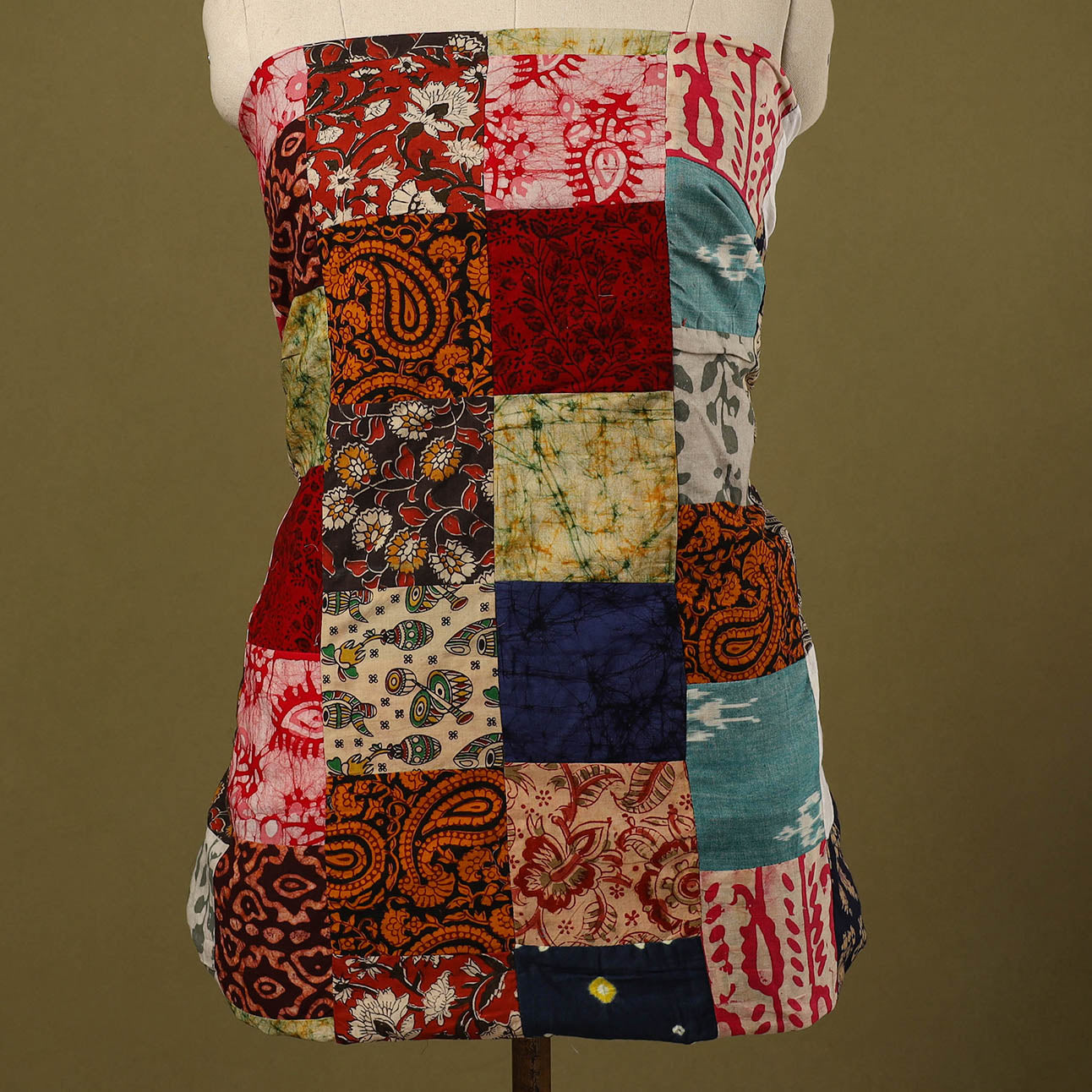 Multicolor Handcrafted Patchwork Cotton Kurta Material