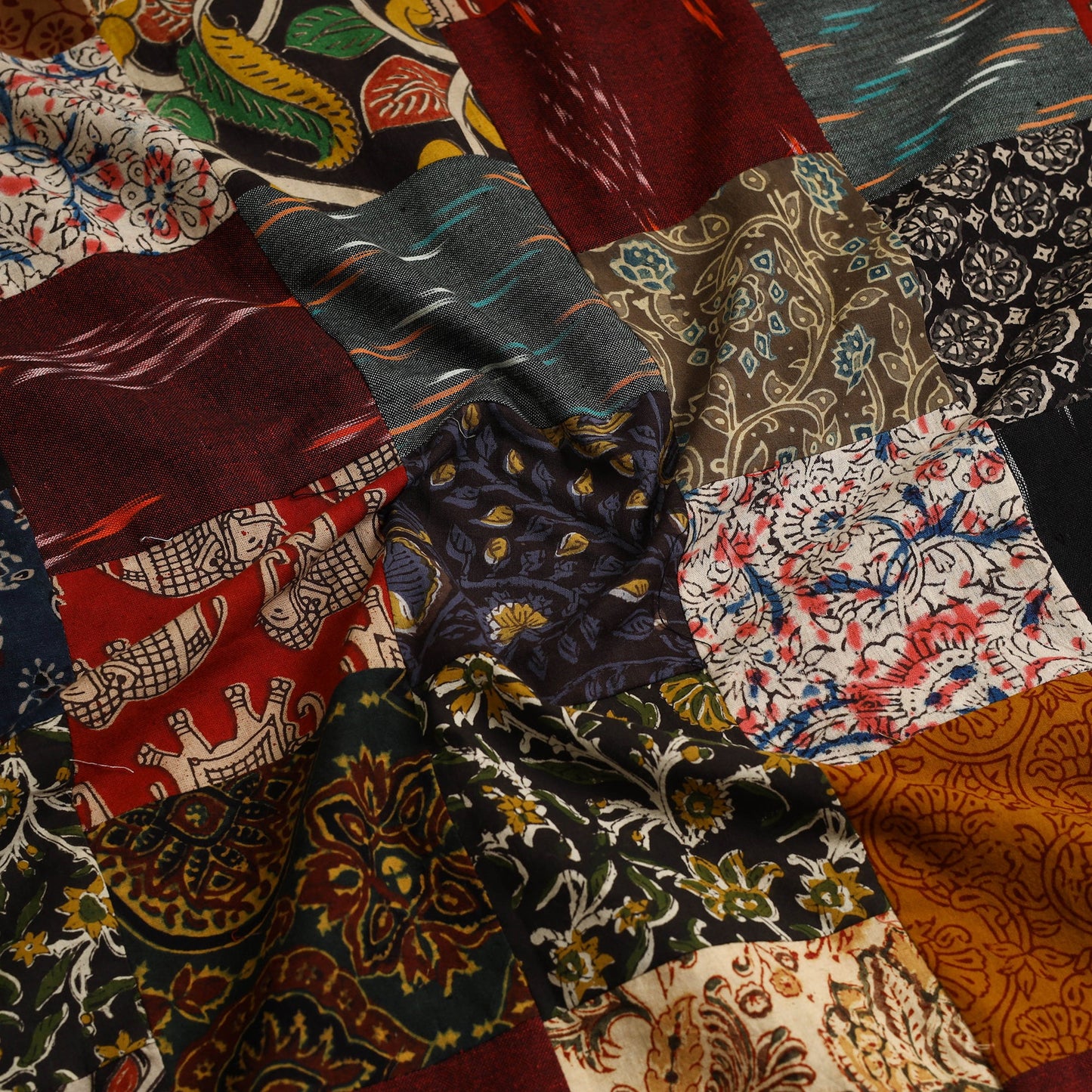 Multicolor Handcrafted Patchwork Cotton Kurta Material