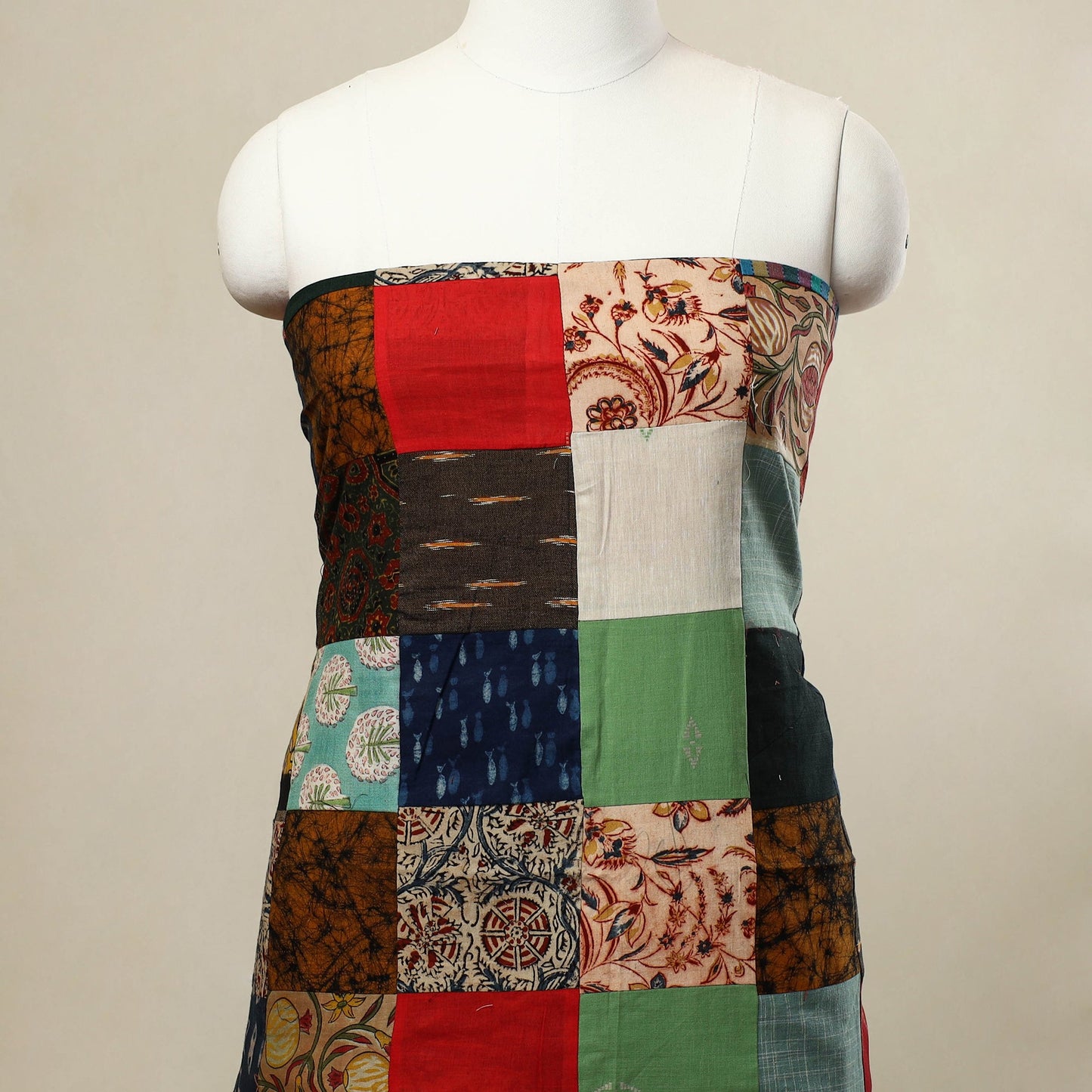 Buy Multicolor Handcrafted Patchwork Cotton Kurta Material