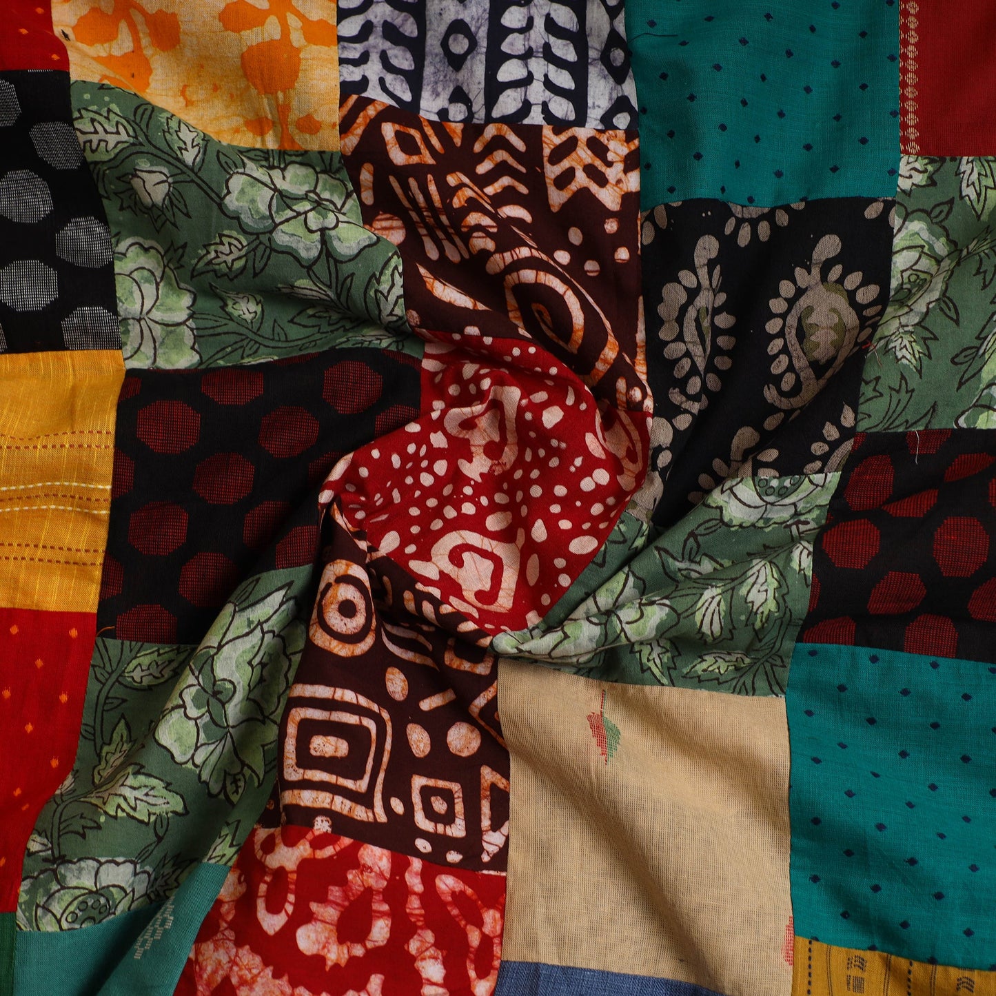 Buy Multicolor Handcrafted Patchwork Cotton Kurta Material