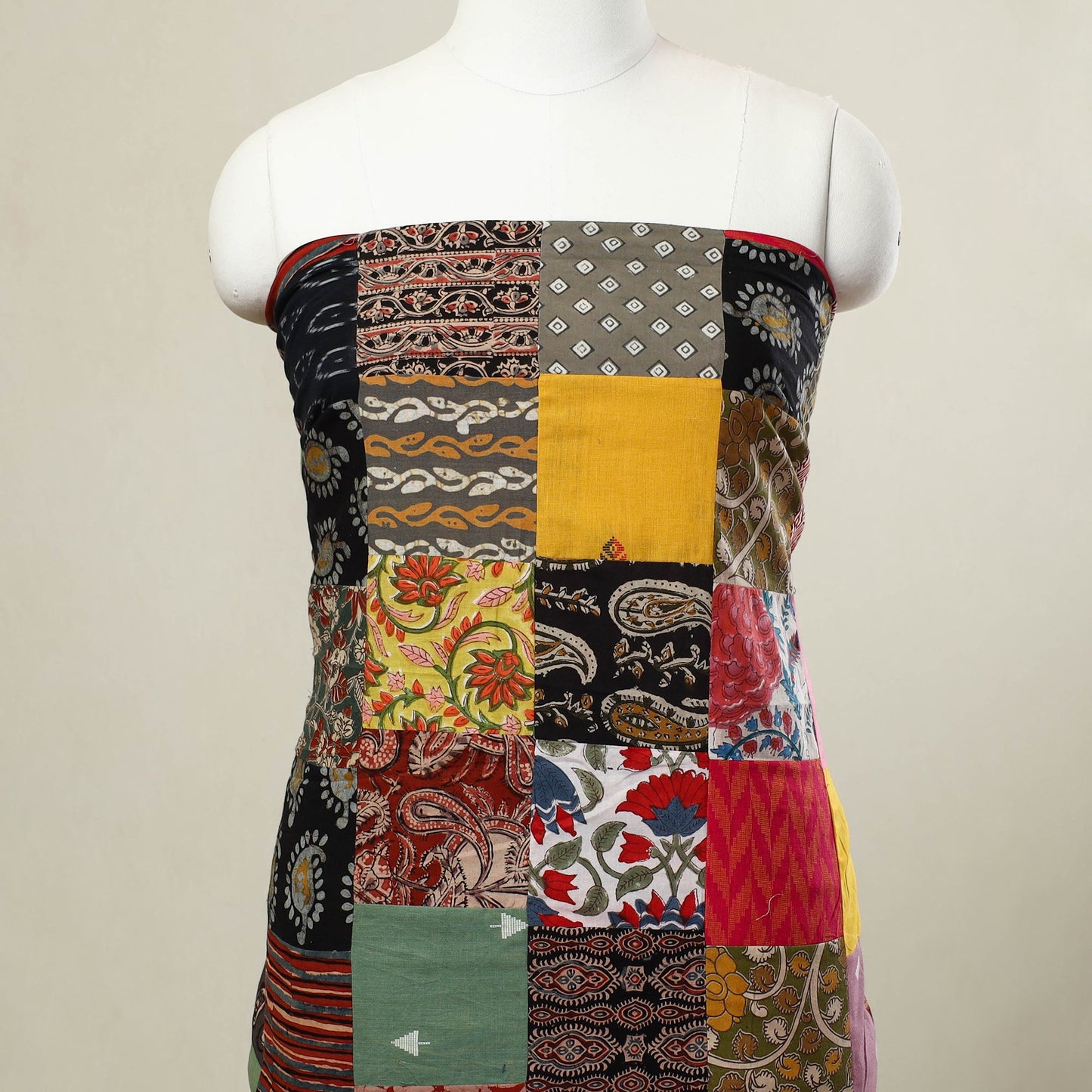 Multicolor Handcrafted Patchwork Cotton Kurta Material