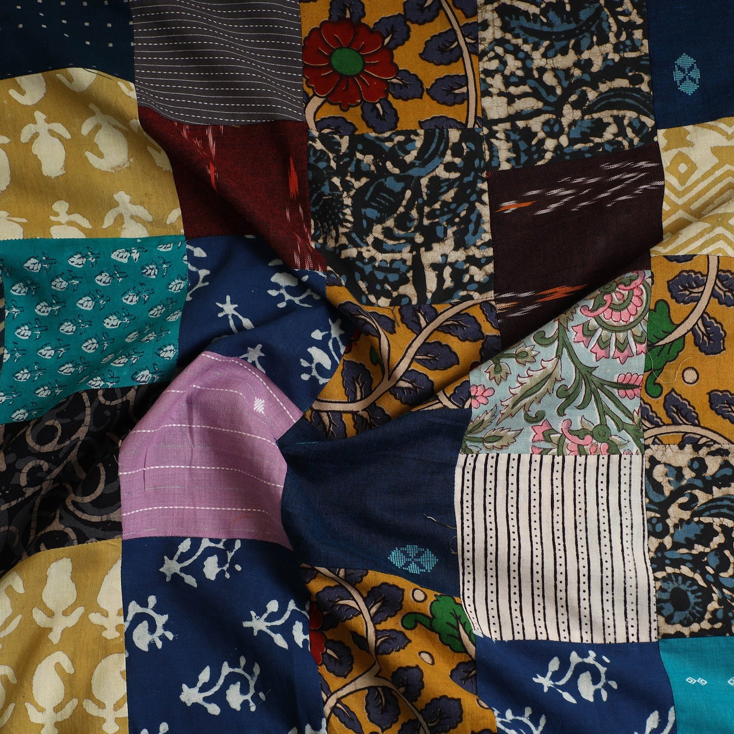 Multicolor - Handcrafted Patchwork Cotton Kurta Material (2.7m) 03