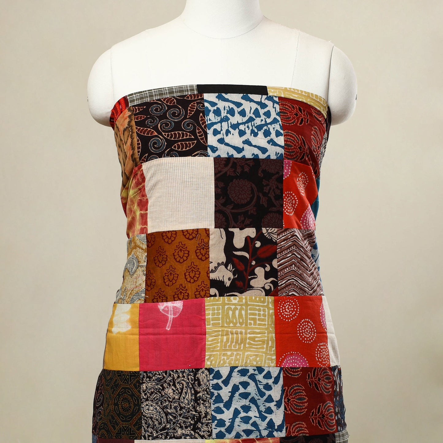 Buy Multicolor Handcrafted Patchwork Cotton Kurta Material
