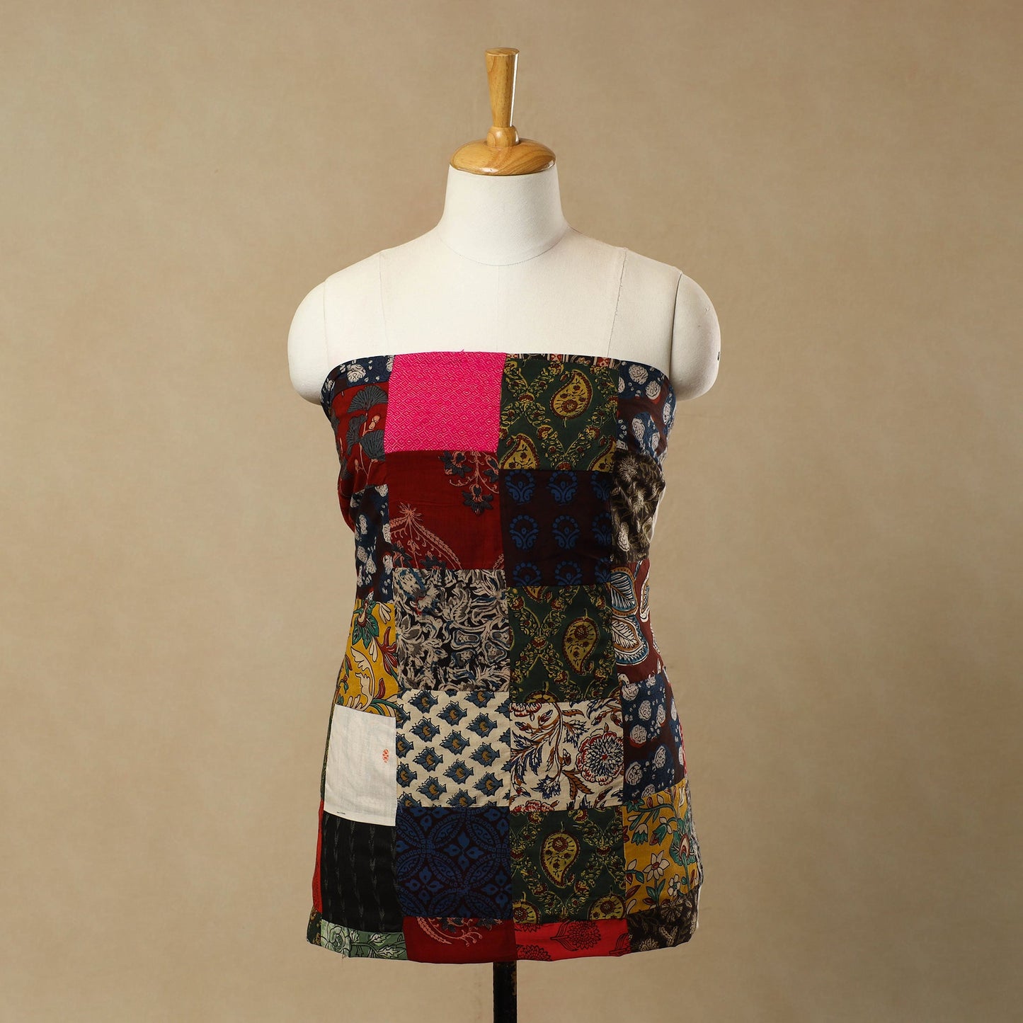 Multicolor - Handcrafted Patchwork Cotton Kurta Material (2.7m) 22