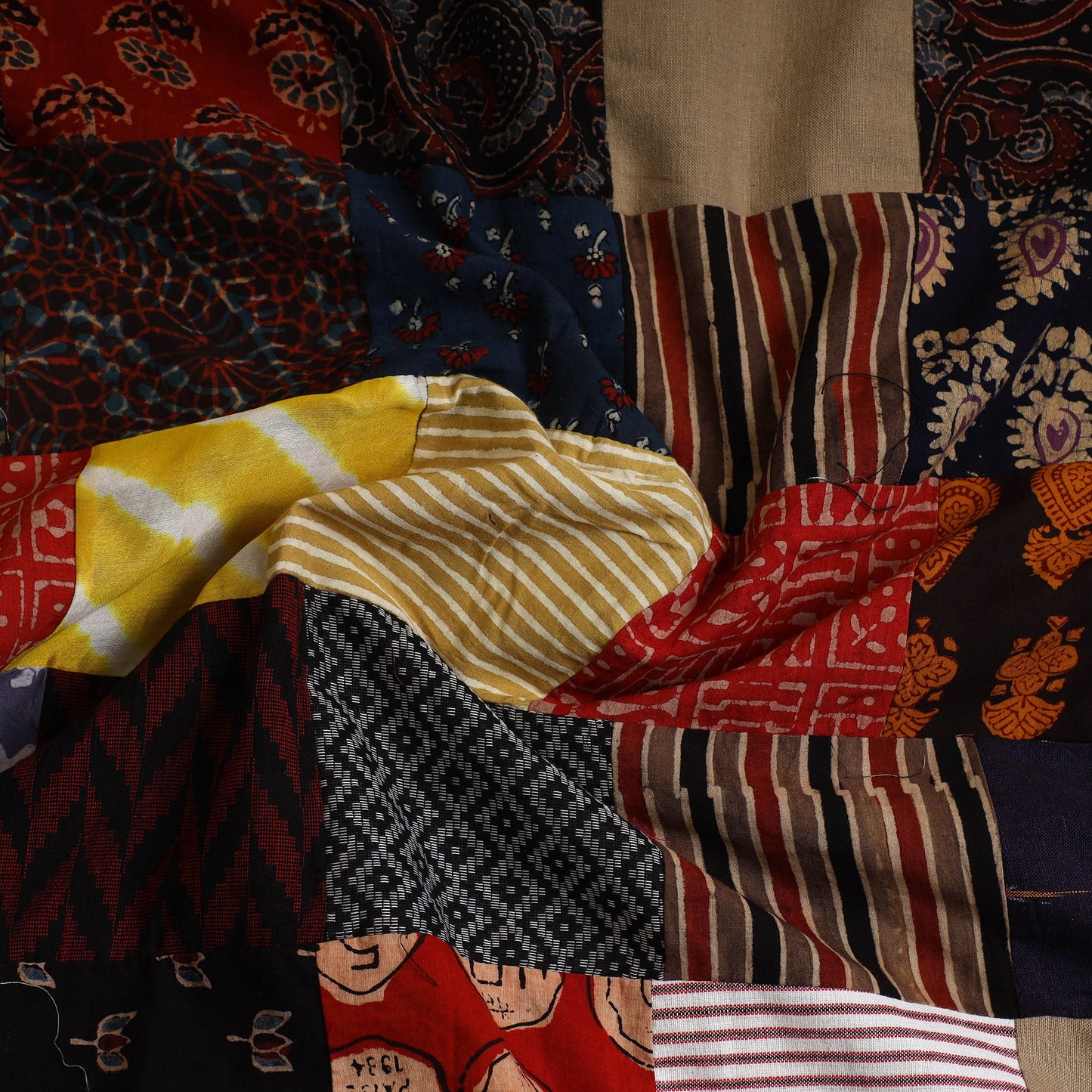 Multicolor Handcrafted Patchwork Cotton Kurta Material