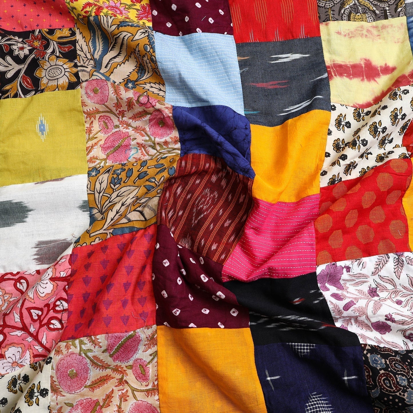 Buy Multicolor Handcrafted Patchwork Cotton Kurta Material