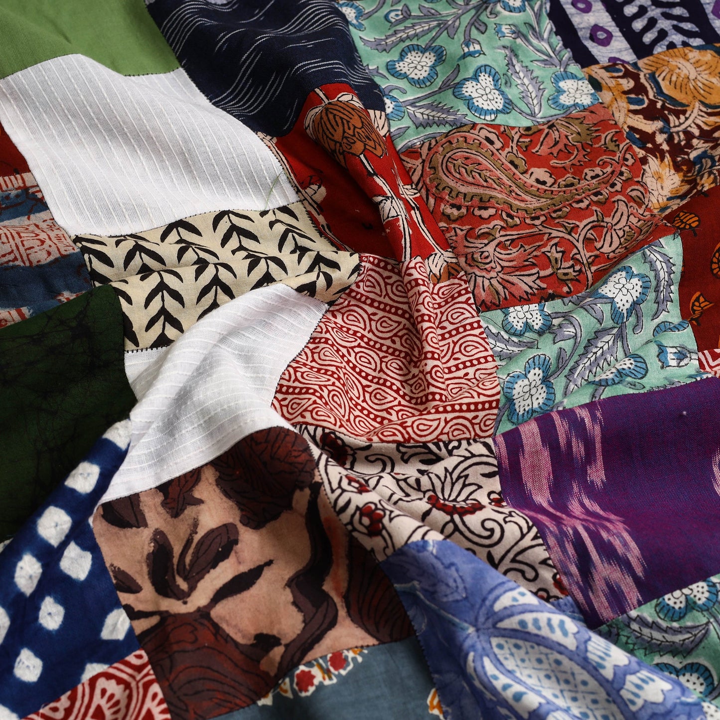 Multicolor Handcrafted Patchwork Cotton Kurta Material
