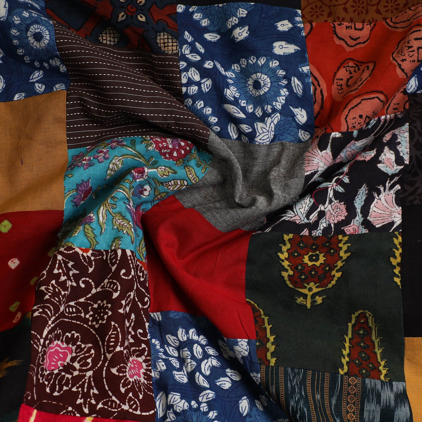 Multicolor Handcrafted Patchwork Cotton Kurta Material