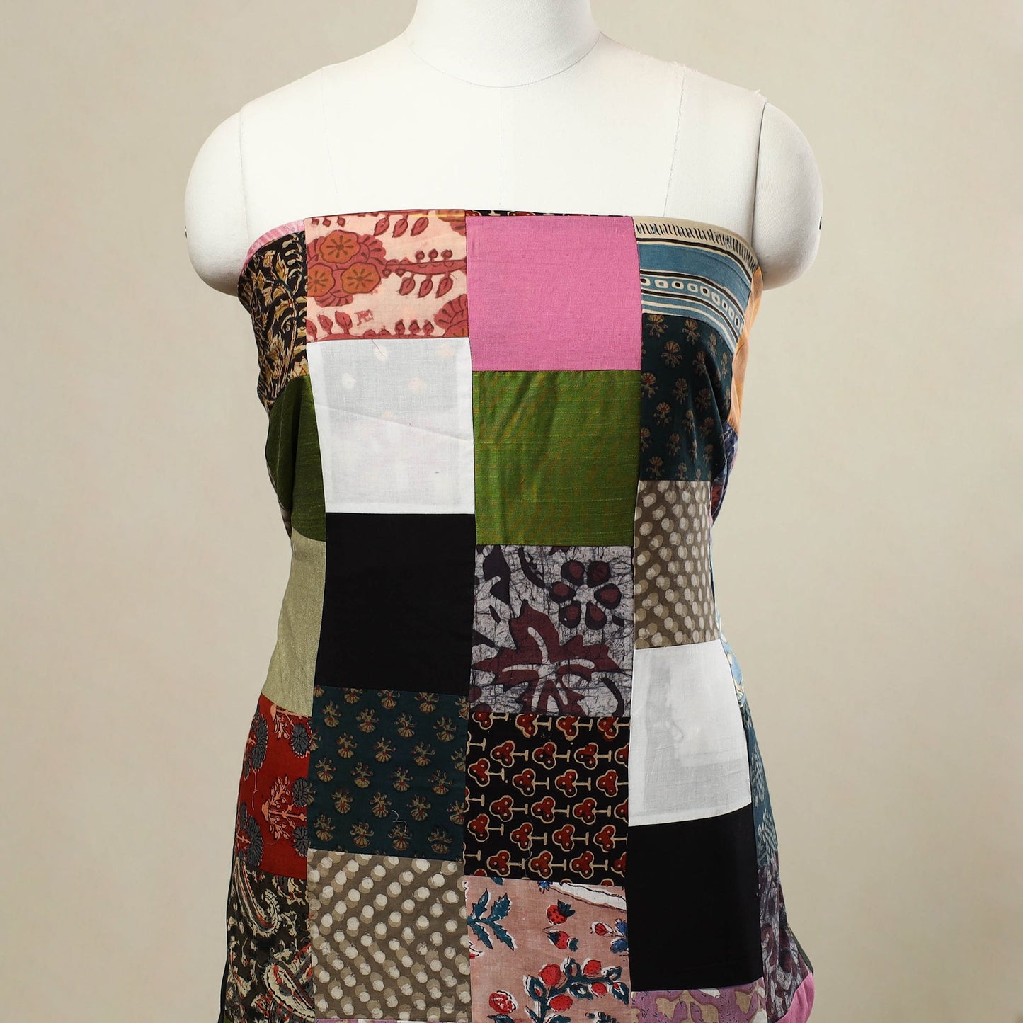Buy Multicolor Handcrafted Patchwork Cotton Kurta Material