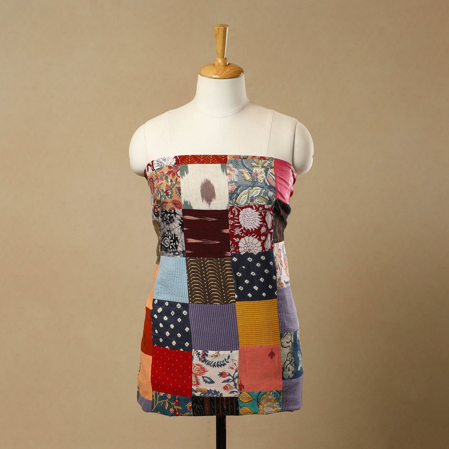 Multicolor - Handcrafted Patchwork Cotton Kurta Material (2.7m) 01