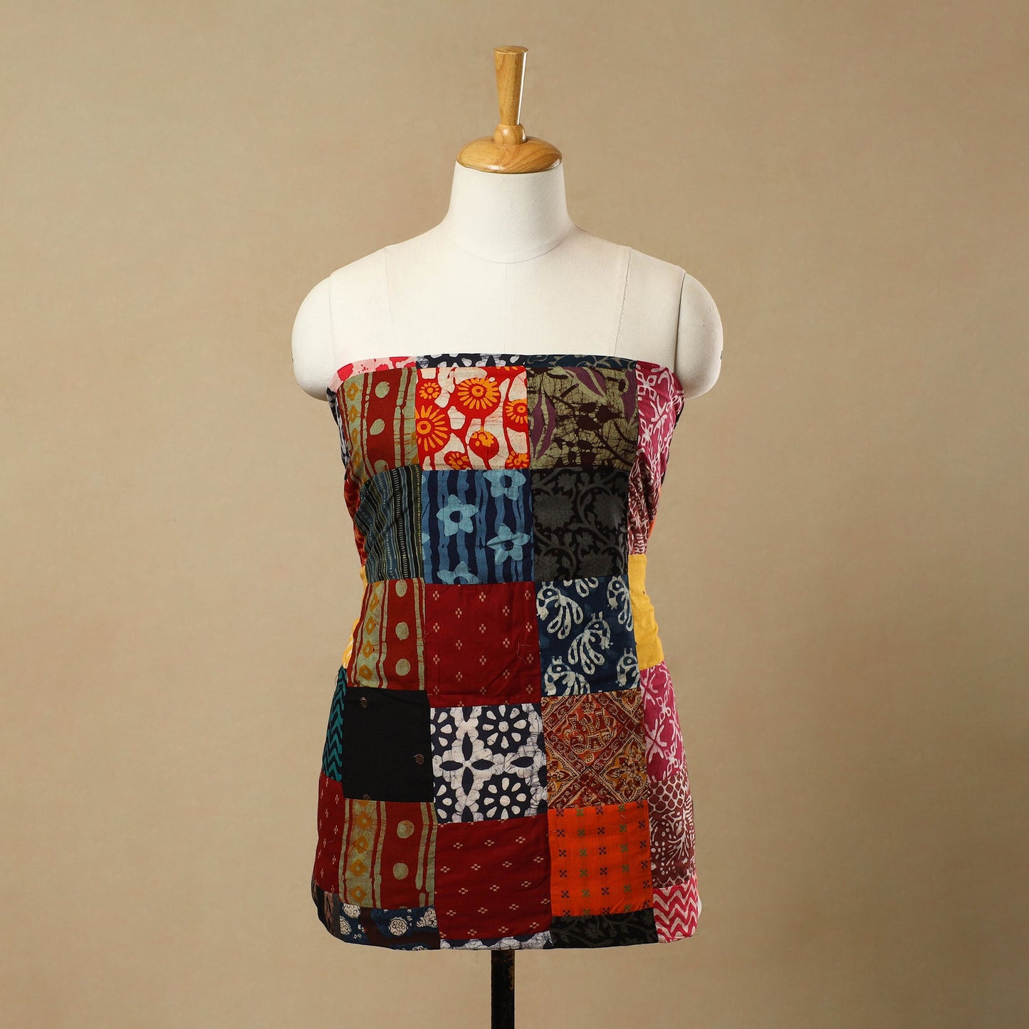 Multicolor - Handcrafted Patchwork Cotton Kurta Material (2.7m) 46