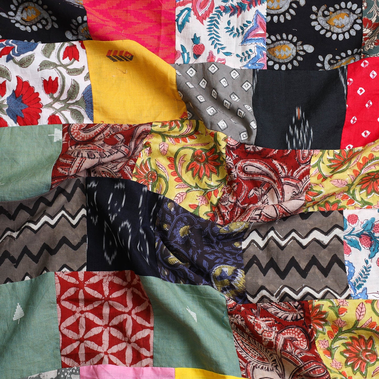 Multicolor Handcrafted Patchwork Cotton Kurta Material