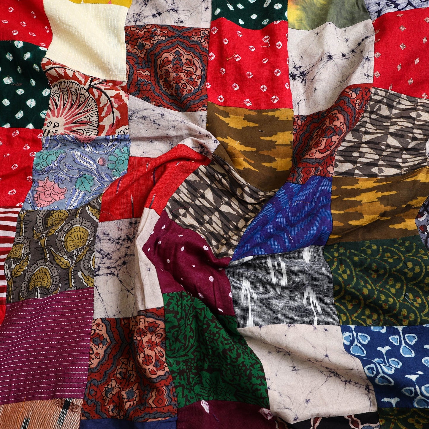 Buy Multicolor Handcrafted Patchwork Cotton Kurta Material