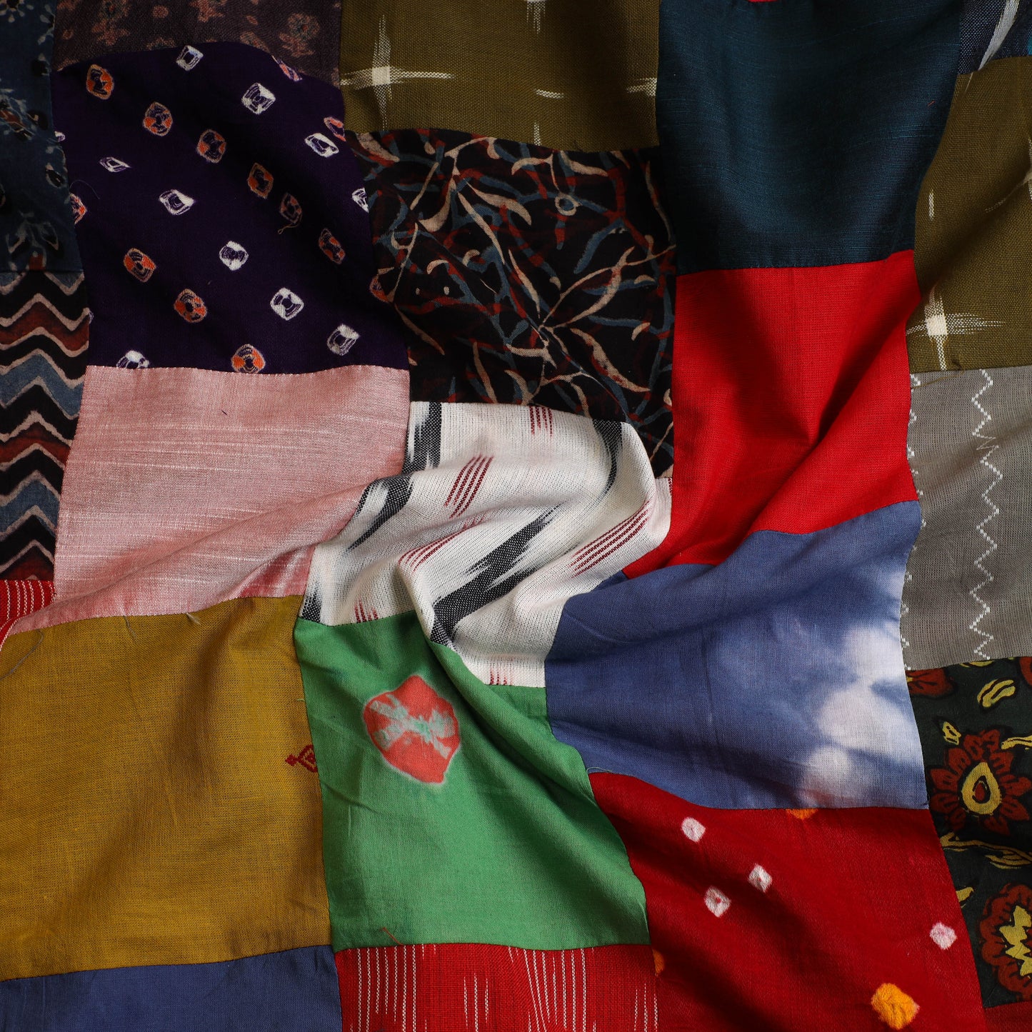 Multicolor Handcrafted Patchwork Cotton Kurta Material