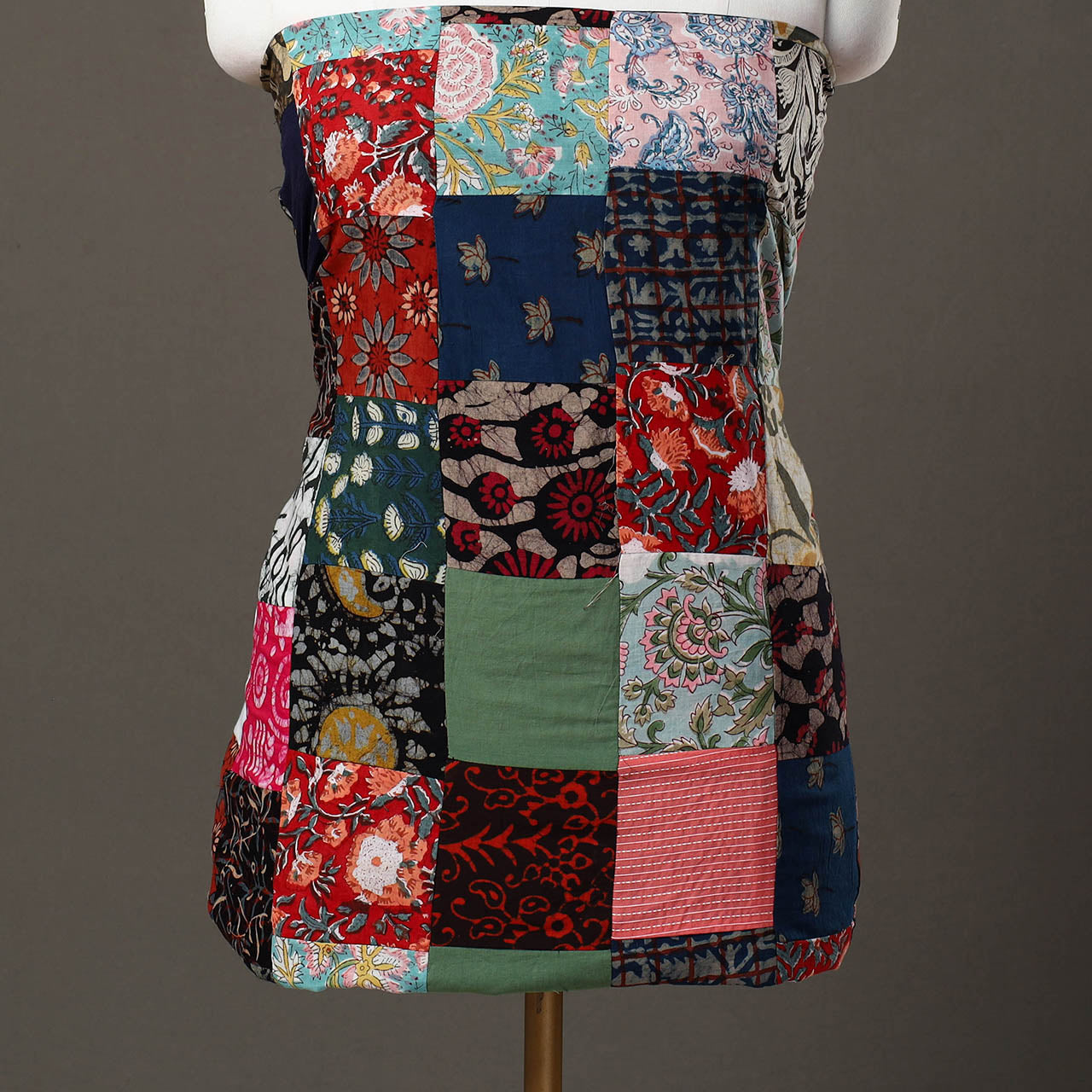 Multicolor - handcrafted patchwork cotton unstitched kurta