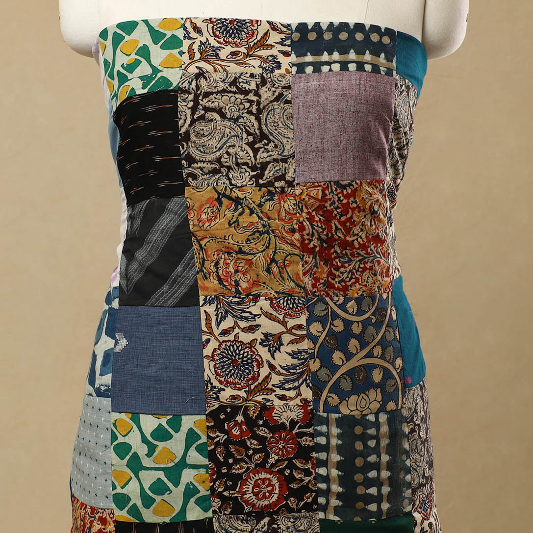 Multicolor - Handcrafted Patchwork Cotton Kurta Material (2.7m) 45