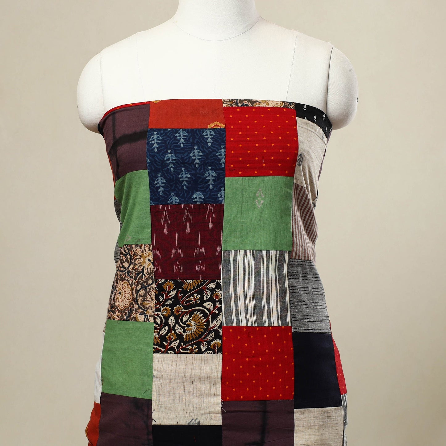 Multicolor Handcrafted Patchwork Cotton Kurta Material