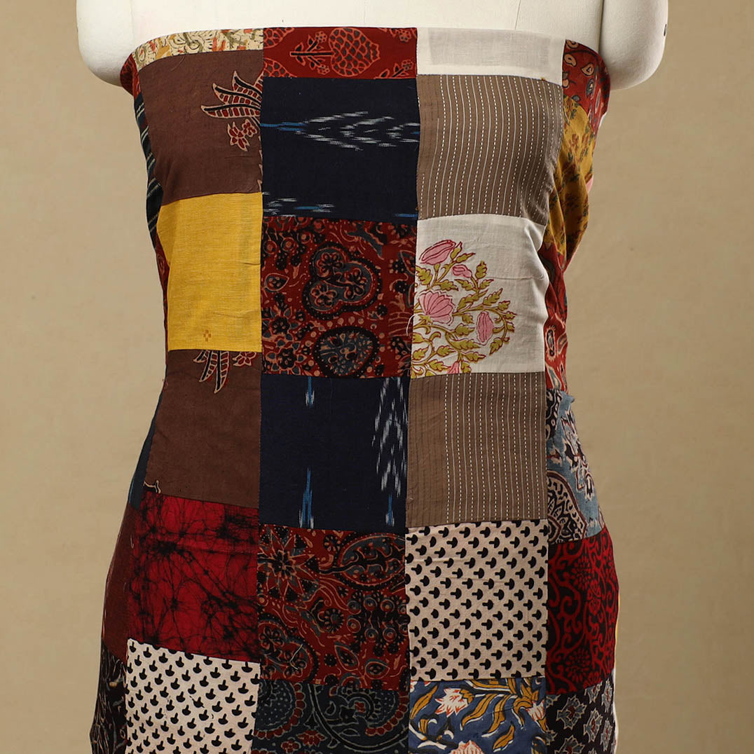 Buy Multicolor Handcrafted Patchwork Cotton Kurta Material