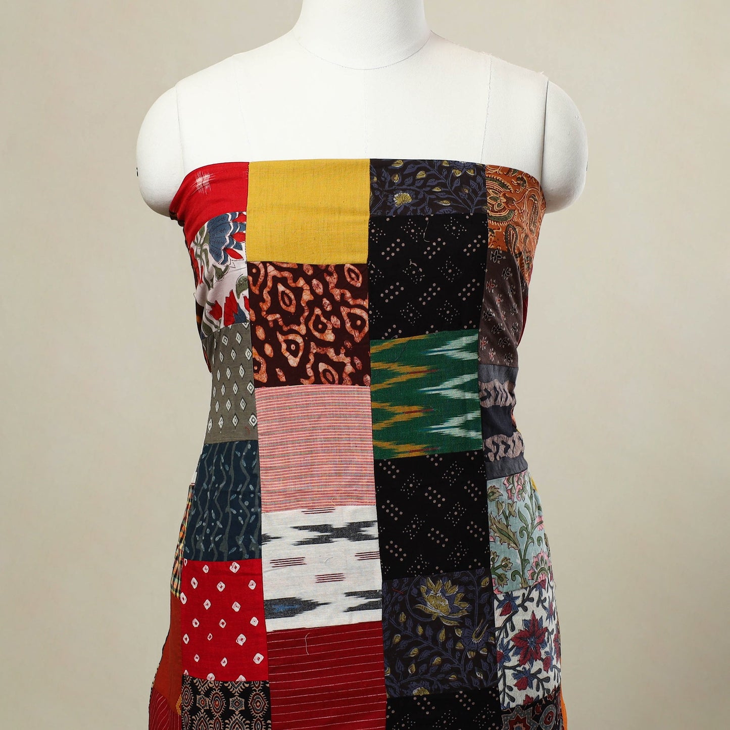 Buy Multicolor Handcrafted Patchwork Cotton Kurta Material
