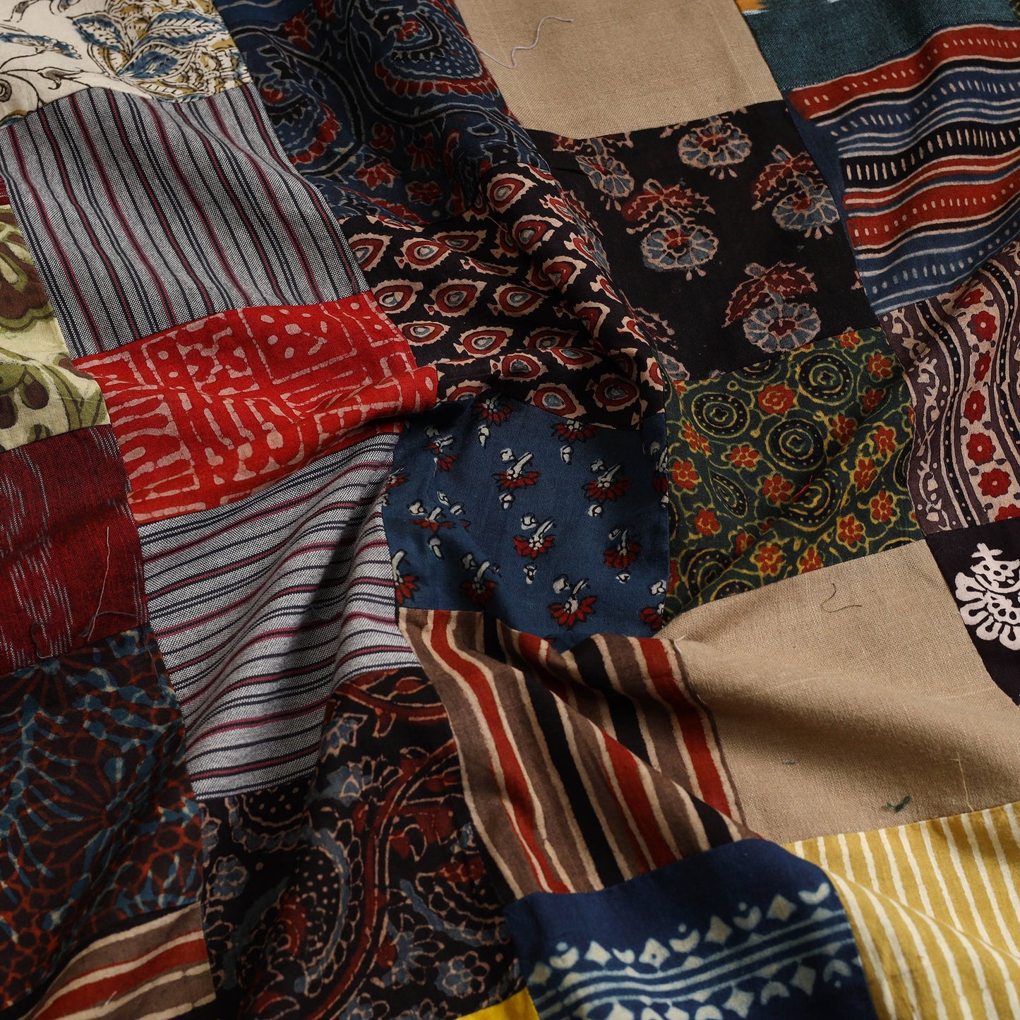 Multicolor Handcrafted Patchwork Cotton Kurta Material