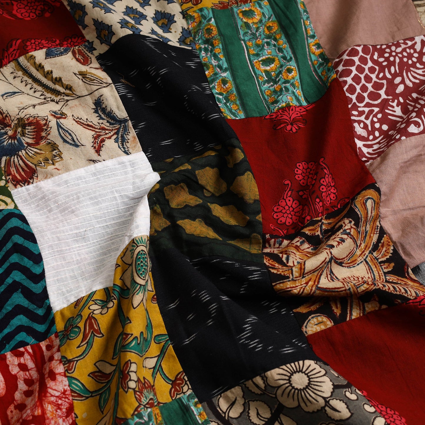 Buy Multicolor Handcrafted Patchwork Cotton Kurta Material