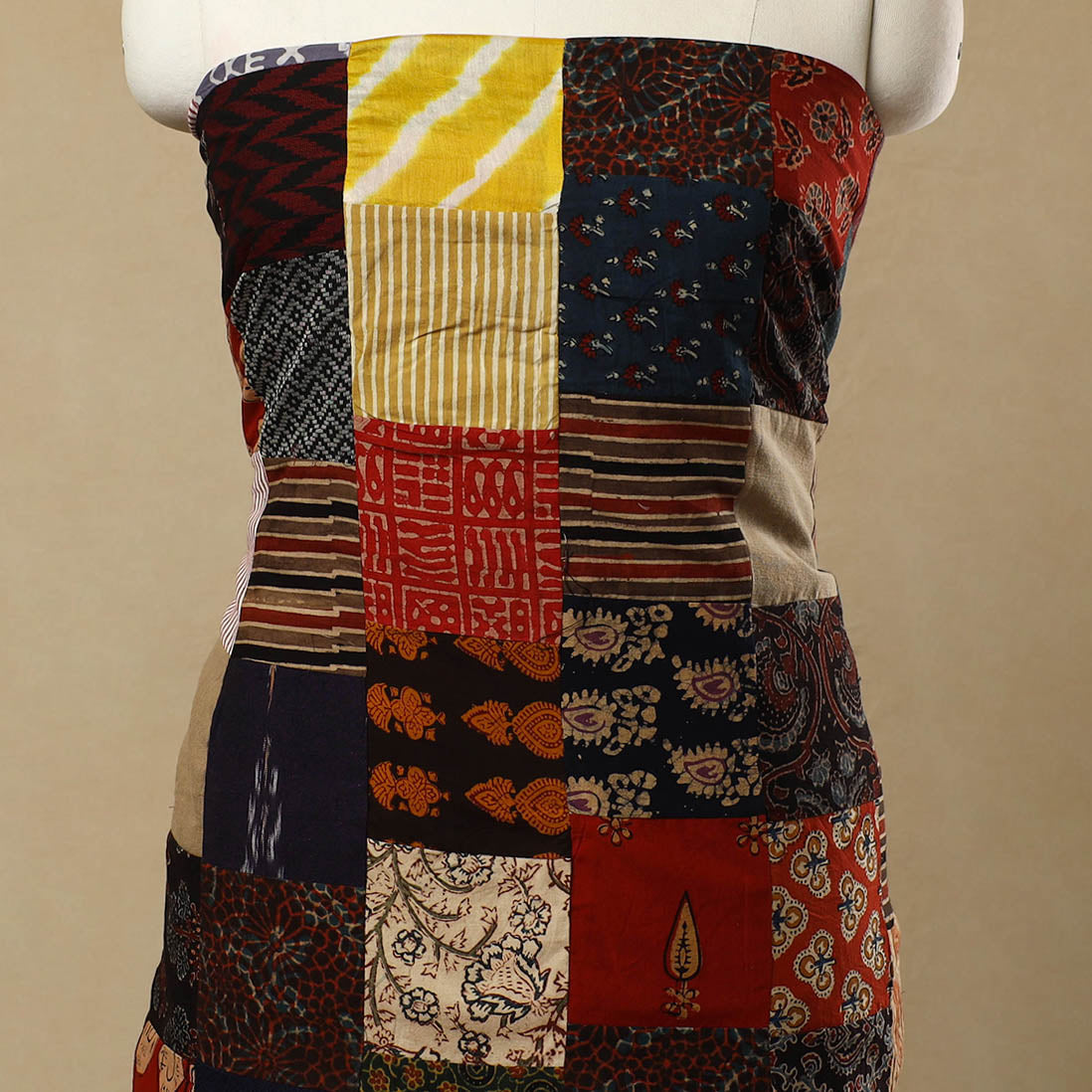 Multicolor Handcrafted Patchwork Cotton Kurta Material