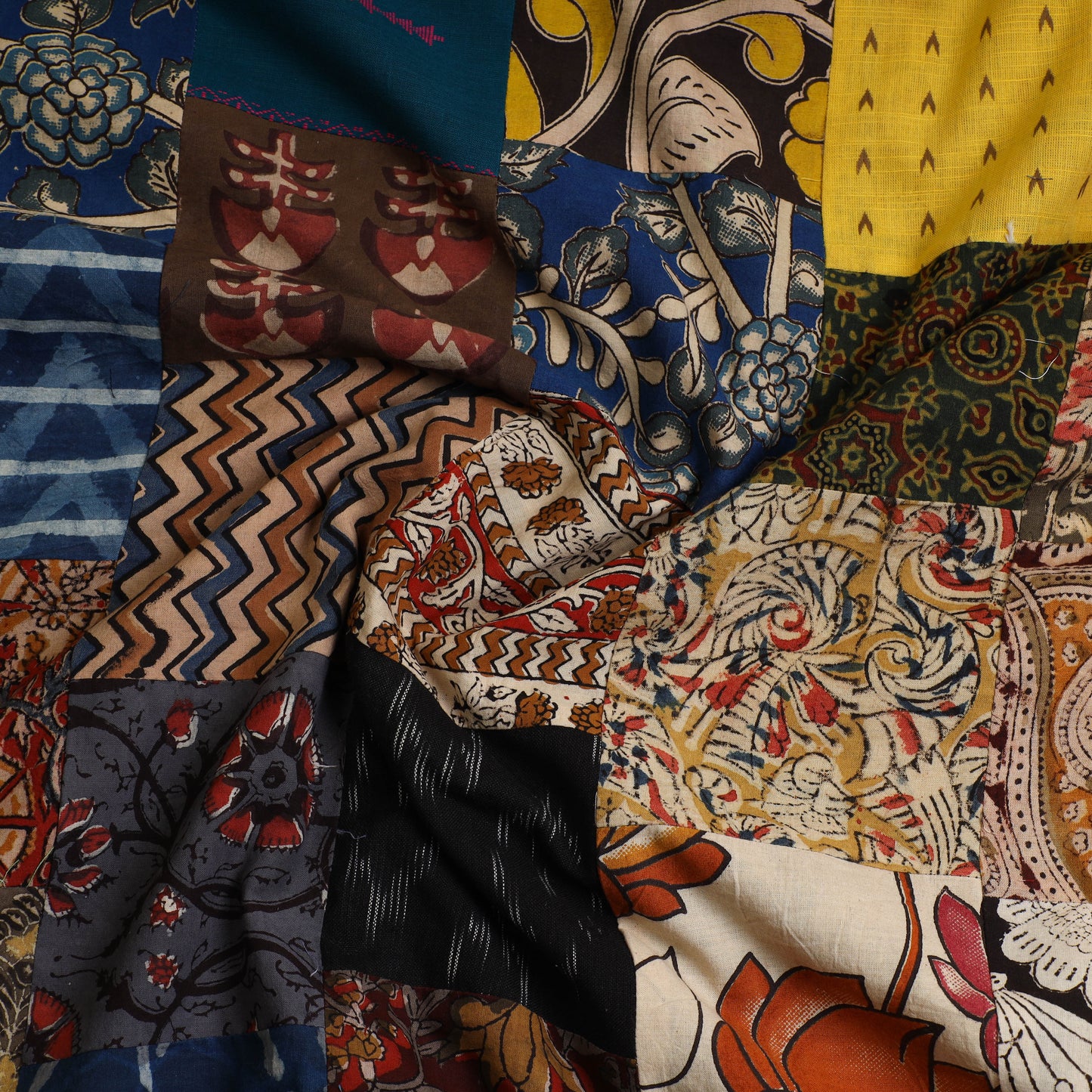 Multicolor - Handcrafted Patchwork Cotton Kurta Material (2.6m) 40