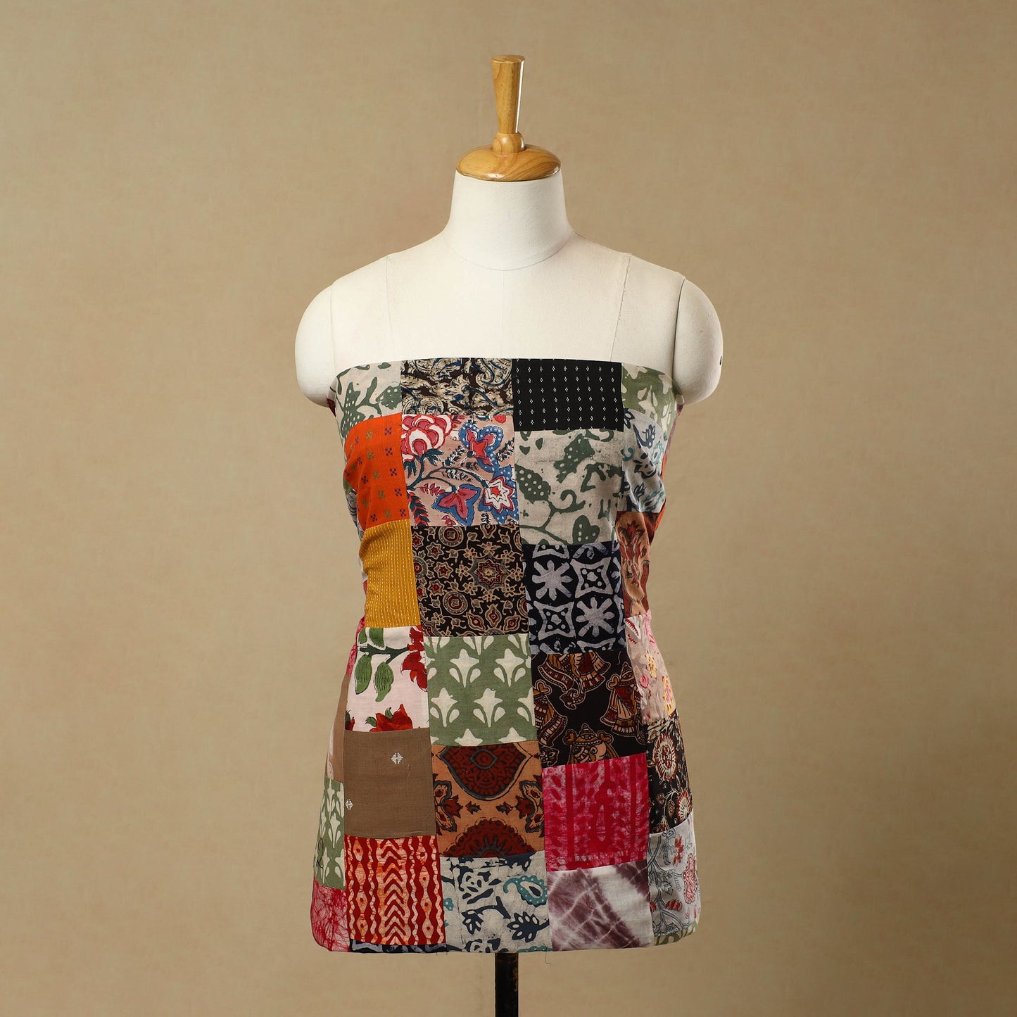 Multicolor - Handcrafted Patchwork Cotton Kurta Material (2.7m) 12