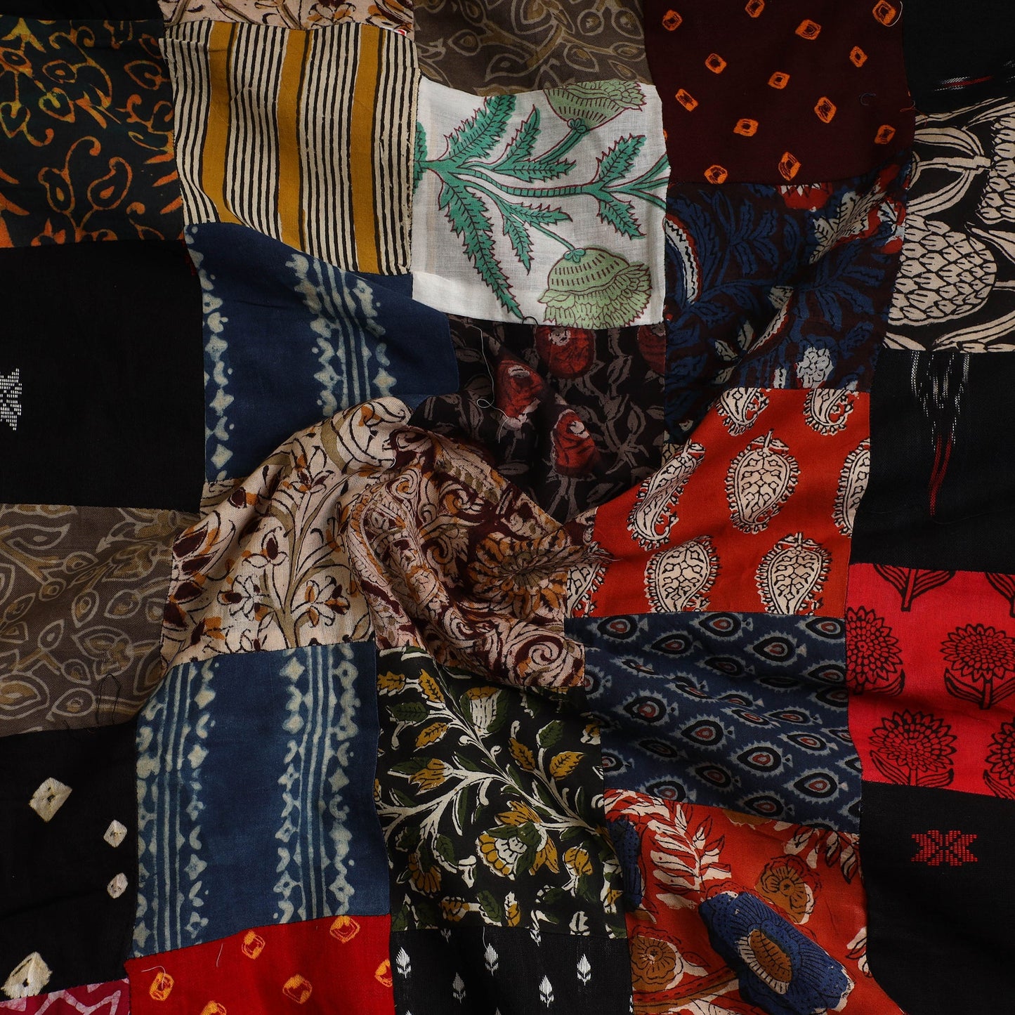 Multicolor - Handcrafted Patchwork Cotton Kurta Material (2.7m) 06