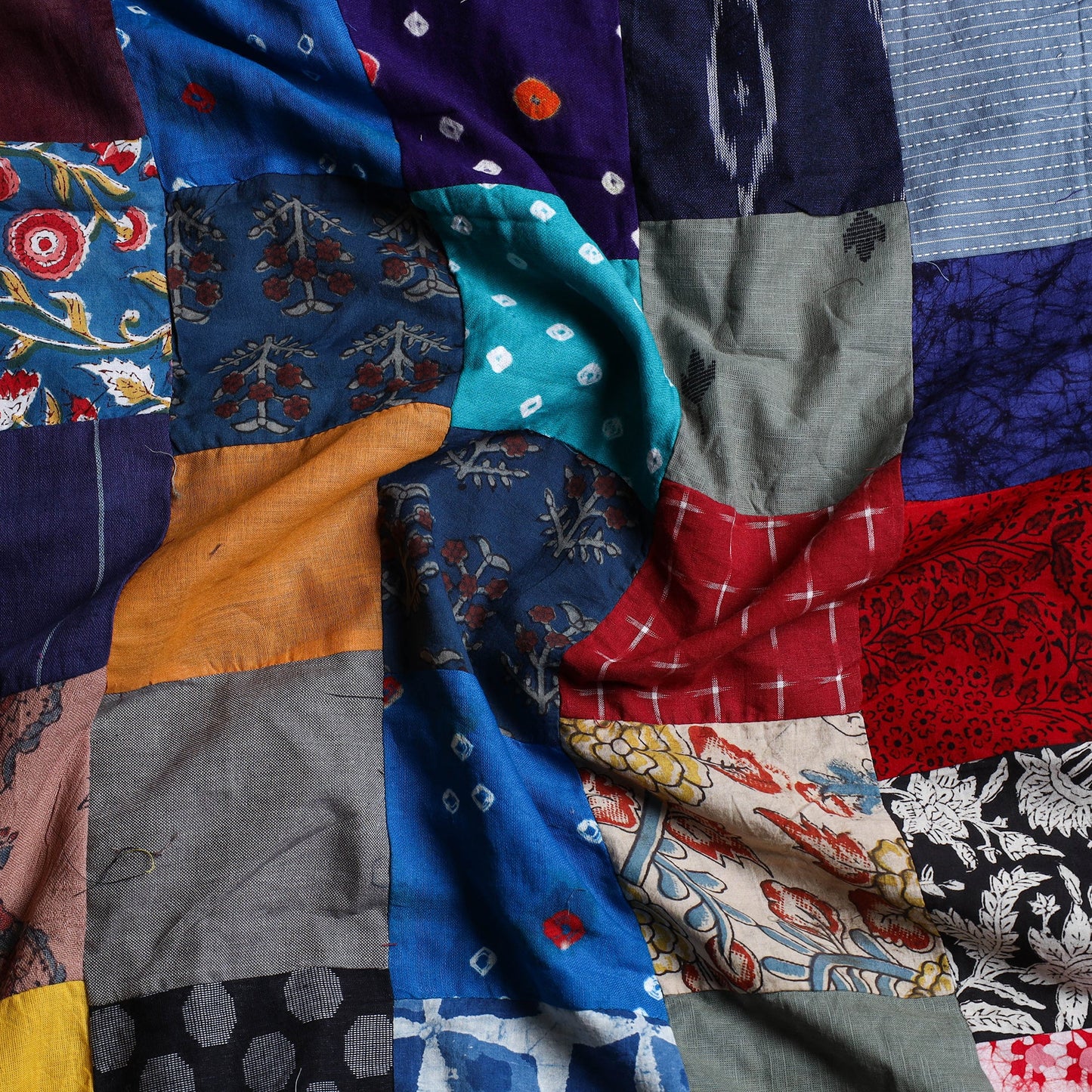 Multicolor Handcrafted Patchwork Cotton Kurta Material