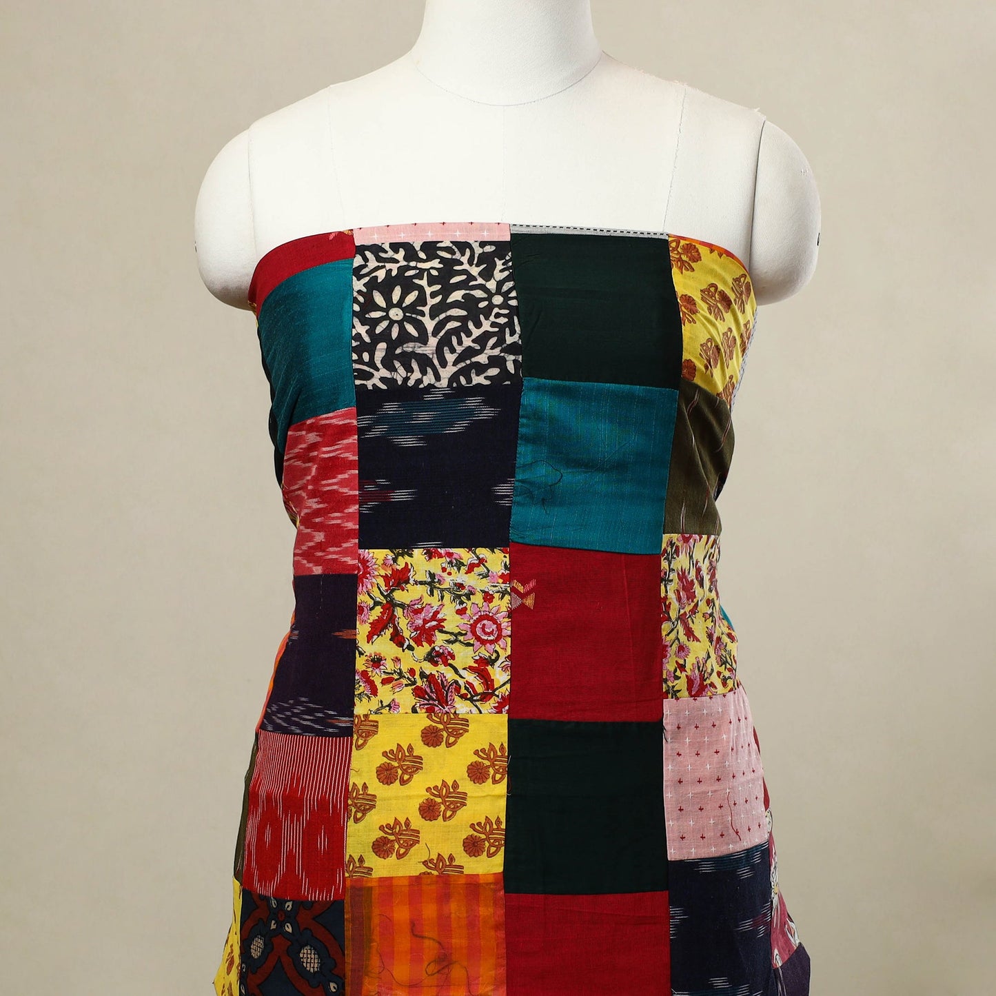 Multicolor Handcrafted Patchwork Cotton Kurta Material