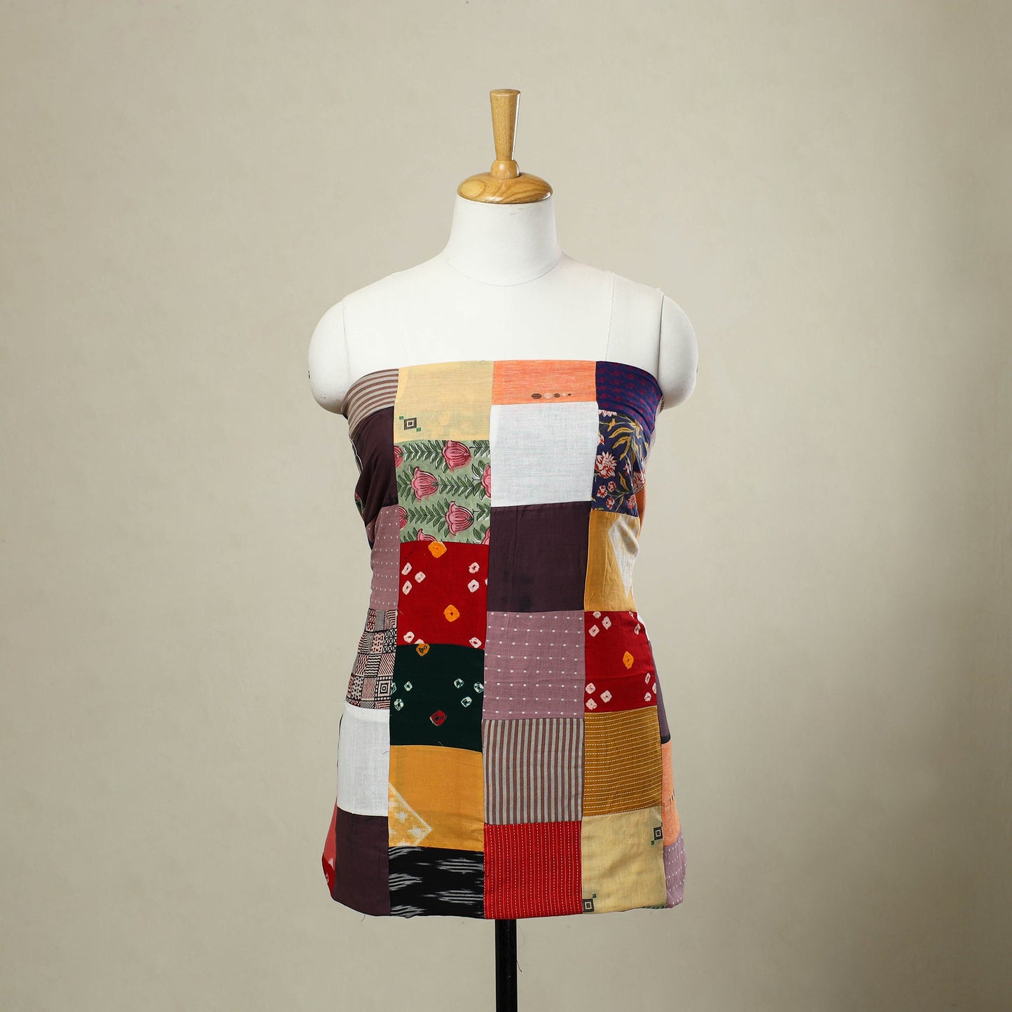 Multicolor Handcrafted Patchwork Cotton Kurta Material