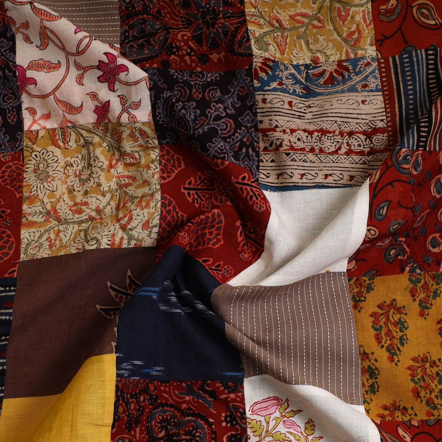 Buy Multicolor Handcrafted Patchwork Cotton Kurta Material