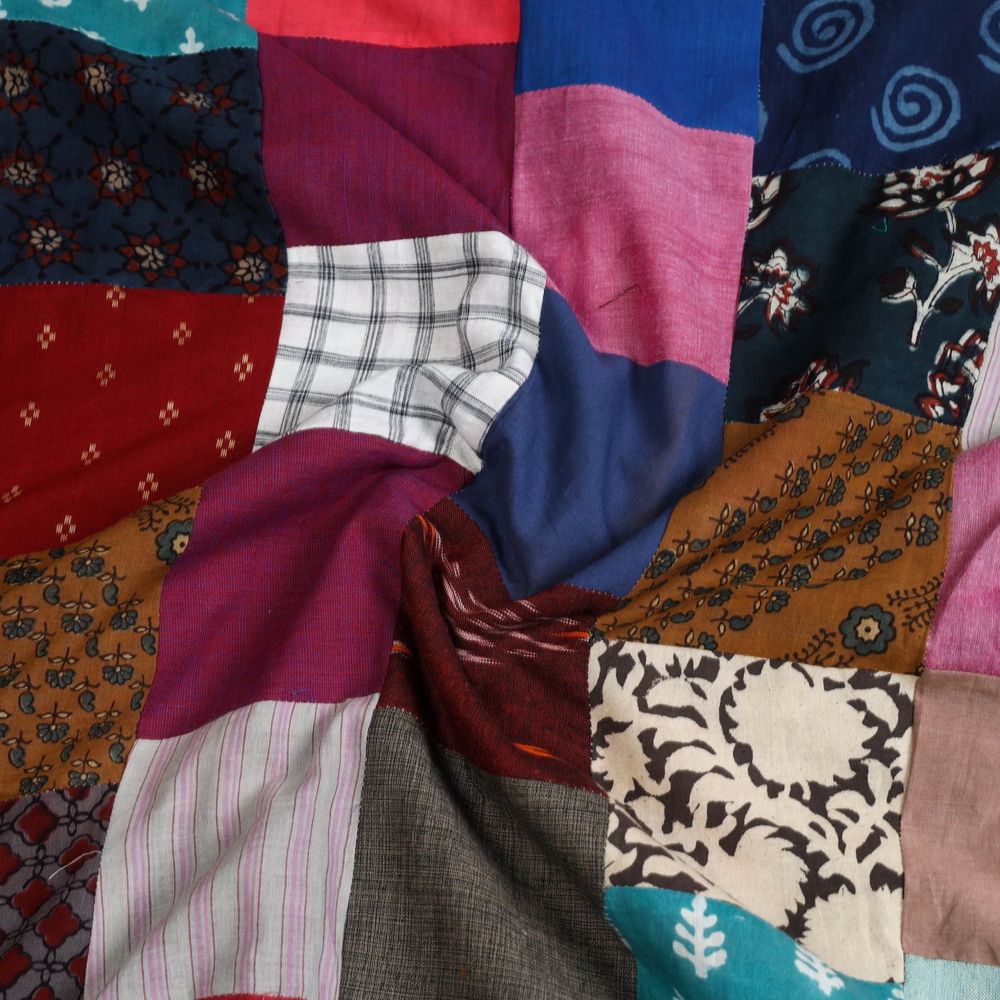 Multicolor Handcrafted Patchwork Cotton Kurta Material