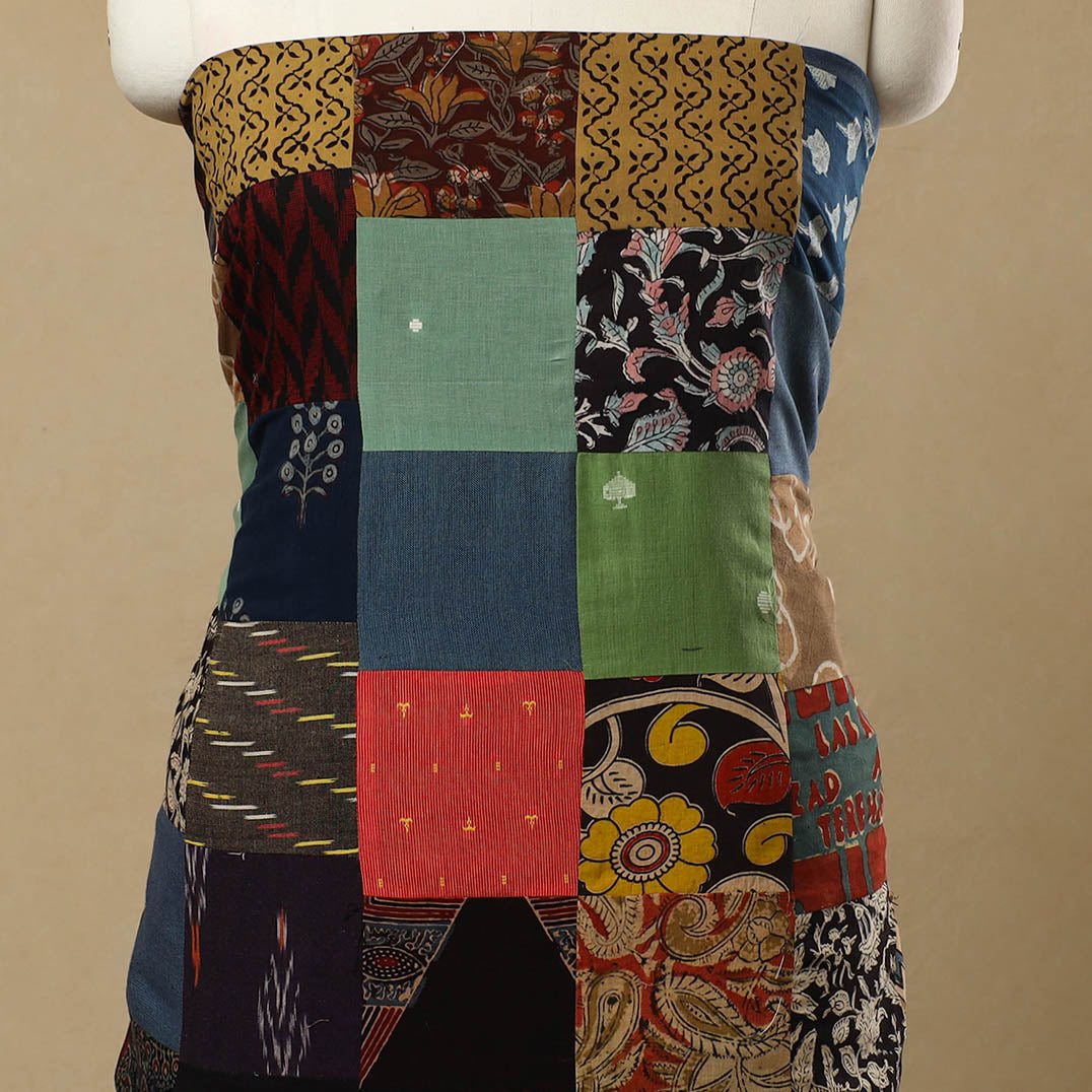 Multicolor - Handcrafted Patchwork Cotton Kurta Material (2.6m) 08