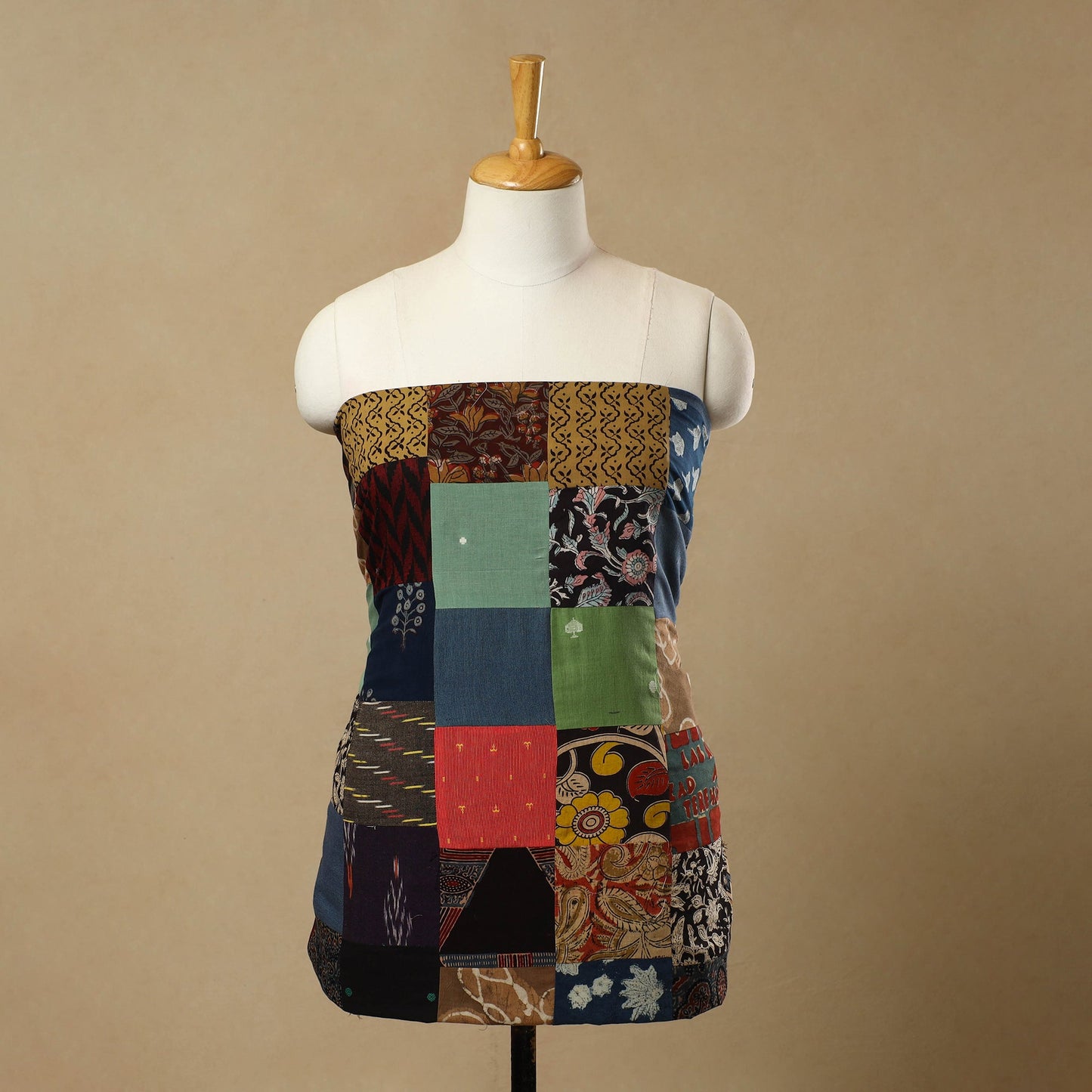 Multicolor - Handcrafted Patchwork Cotton Kurta Material (2.6m) 08