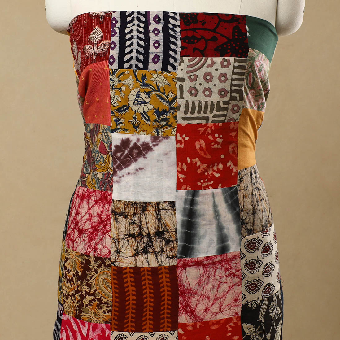 Multicolor - Handcrafted Patchwork Cotton Kurta Material (2.7m) 29