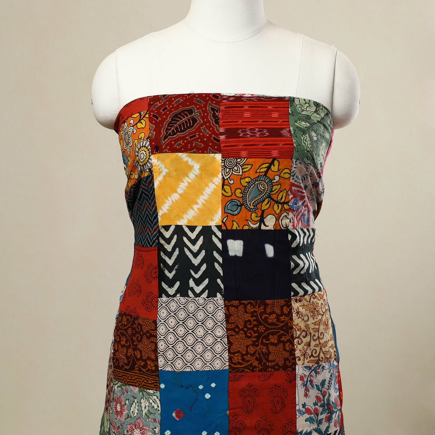 Multicolor - handcrafted patchwork cotton unstitched kurta
