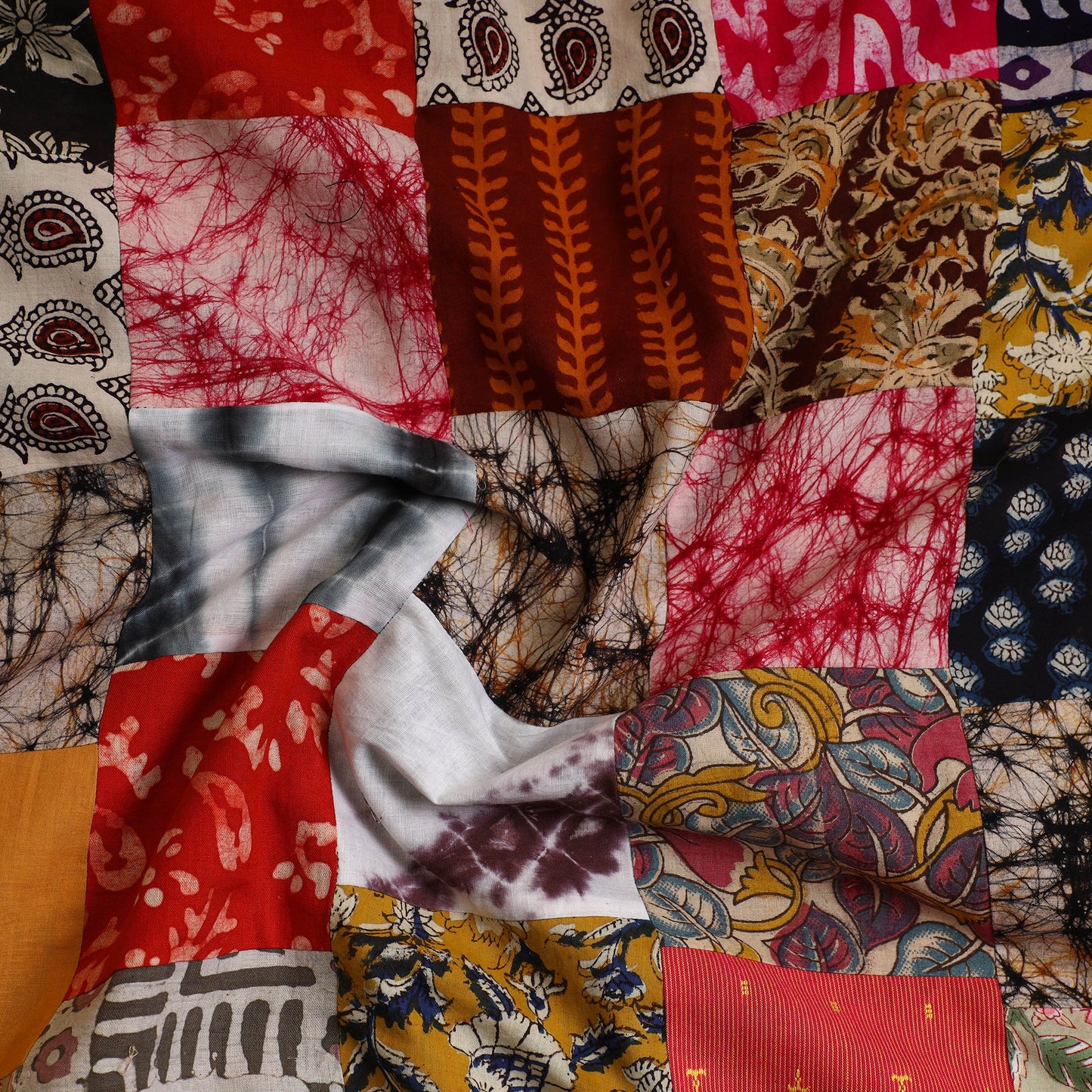 Multicolor - Handcrafted Patchwork Cotton Kurta Material (2.7m) 29