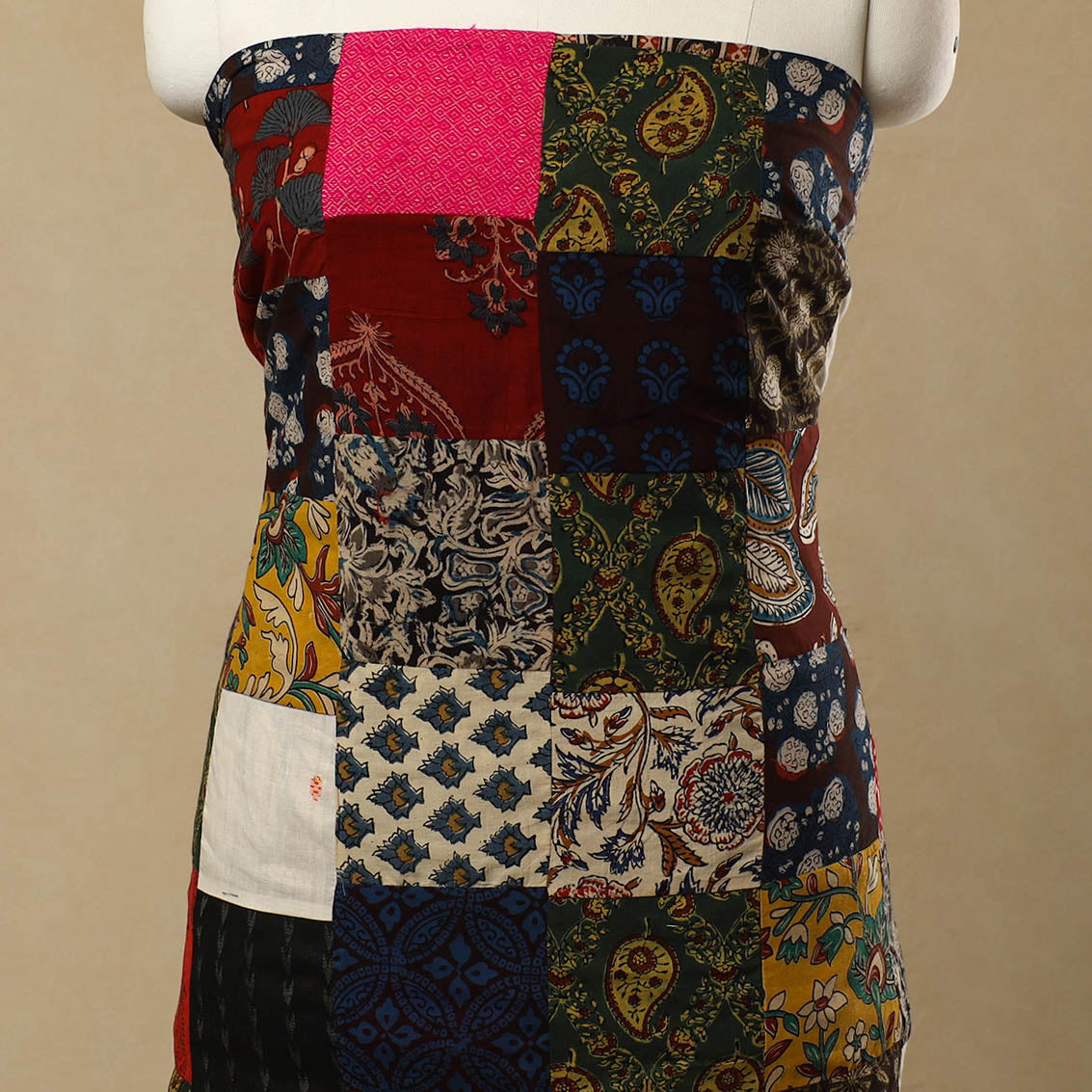 Multicolor - Handcrafted Patchwork Cotton Kurta Material (2.7m) 22