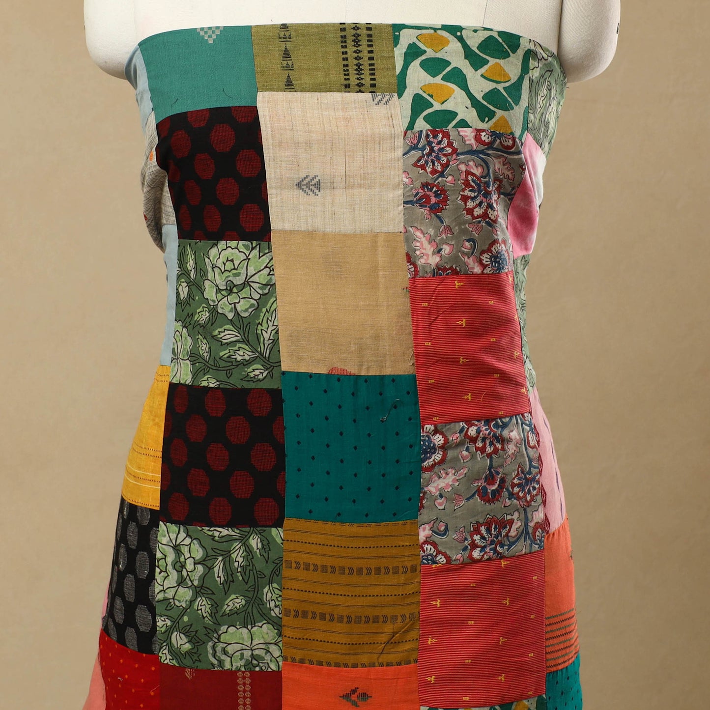 Buy Multicolor Handcrafted Patchwork Cotton Kurta Material