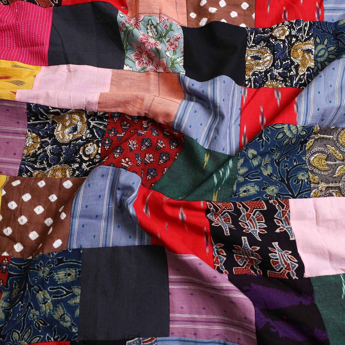 Buy Multicolor Handcrafted Patchwork Cotton Kurta Material