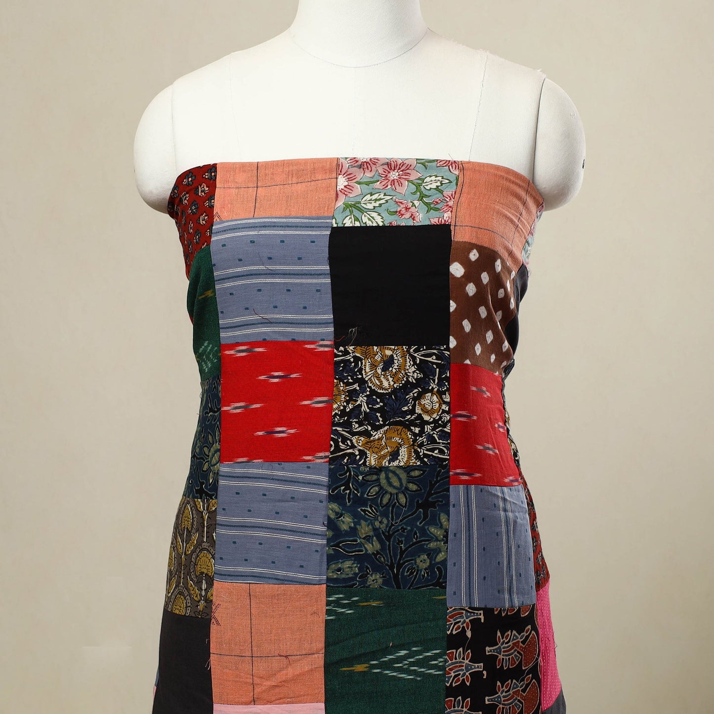 Buy Multicolor Handcrafted Patchwork Cotton Kurta Material